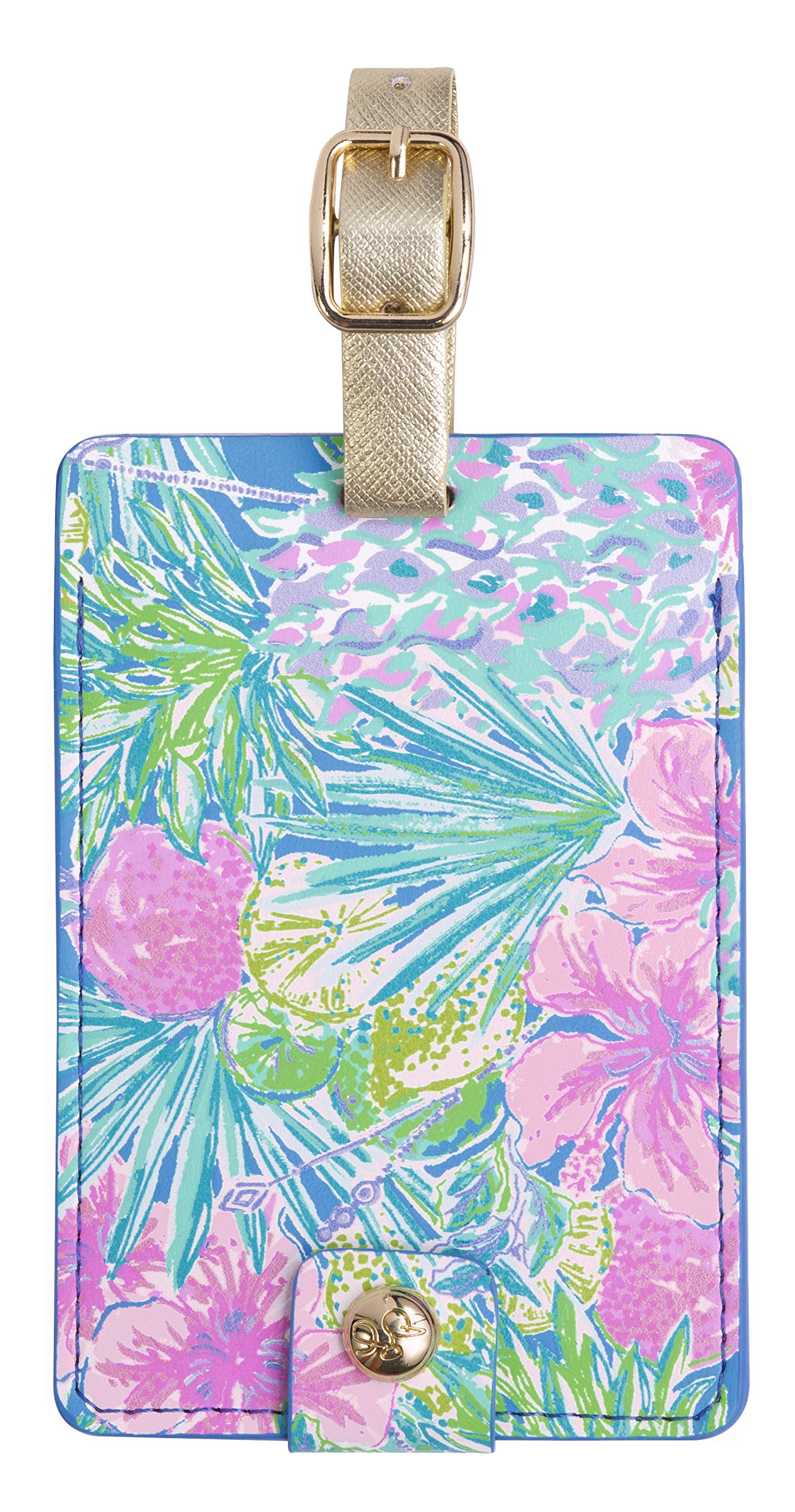 Lilly PulitzerLeatherette Luggage Tag with Secure Strap, Colorful Suitcase Identifier for Travel