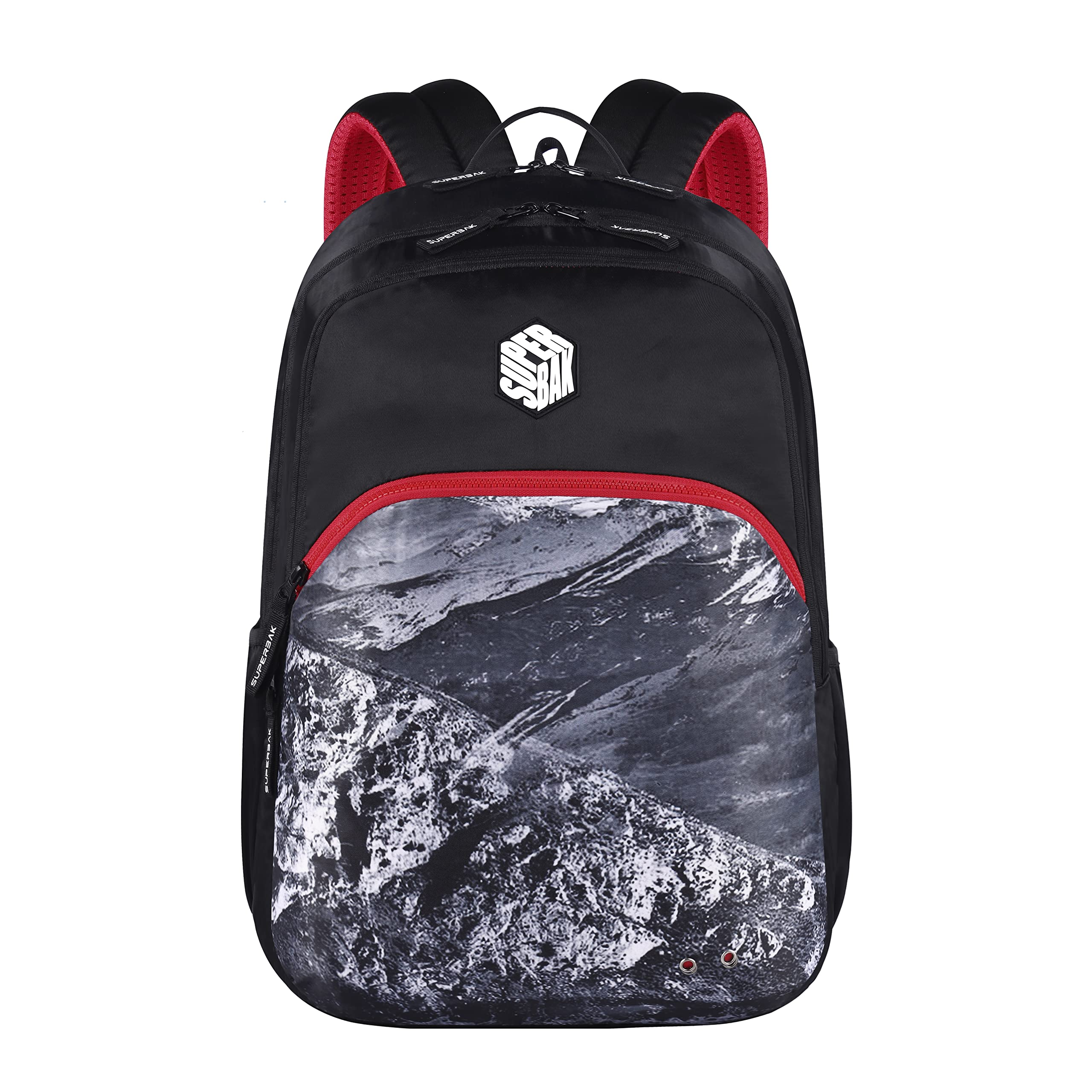 SUPERBAK Montana 39 Ltrs School Laptop Backpack (Black-Red), One Size (LBPMNTNA0109)