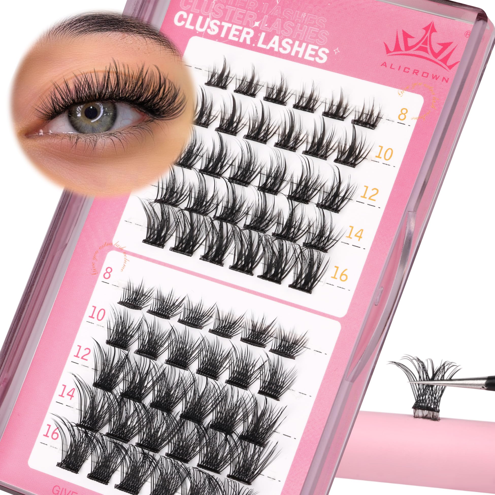 Self Adhesive Eyelashes Cluster Lashes Press on Lashes No Glue, Natural Lash Clusters Eyelash Extension 2 Styles Wispy Individual Lash Extension 60Pcs