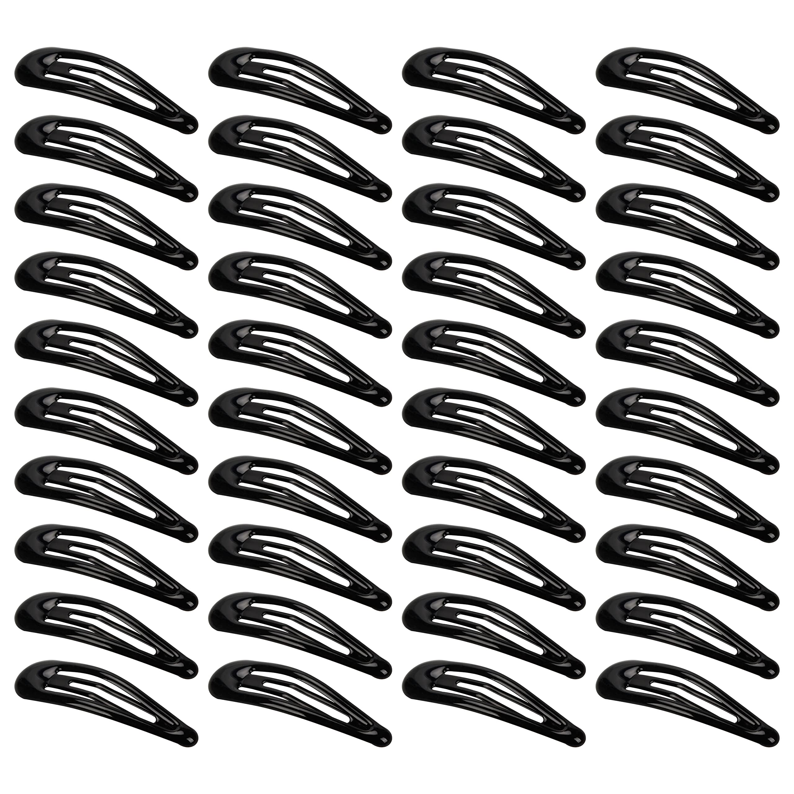 Beayuer 40 Pcs Snap Hair Clips 2 Inch Metal Hair Accessories Barrettes Oli Drop Surface Clip for Girls Lady Women Hair Styling (40 Pack, Black)