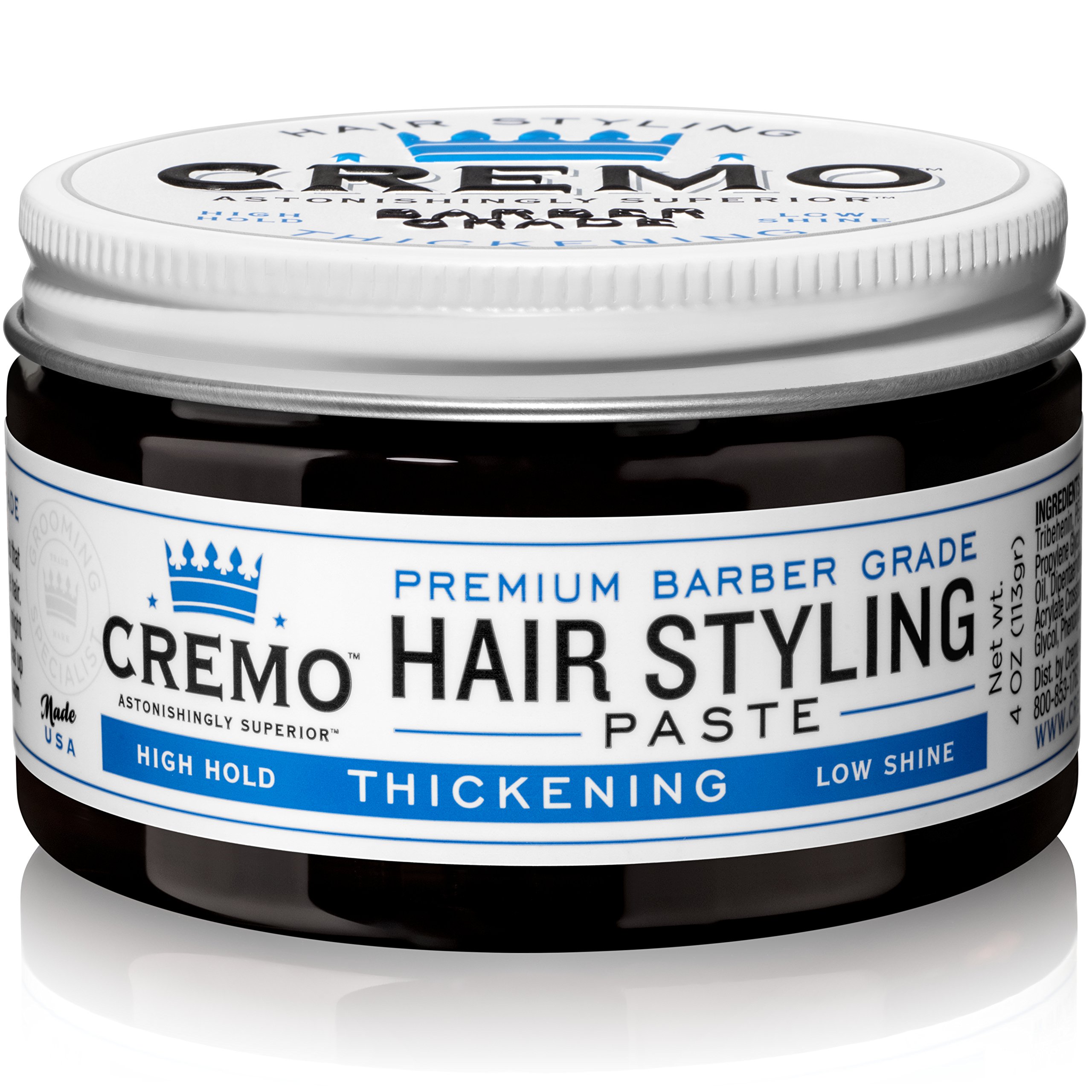 Cremo Premium Barber Grade Hair Styling Thickening Paste, High Hold, Low Shine, 4 Oz