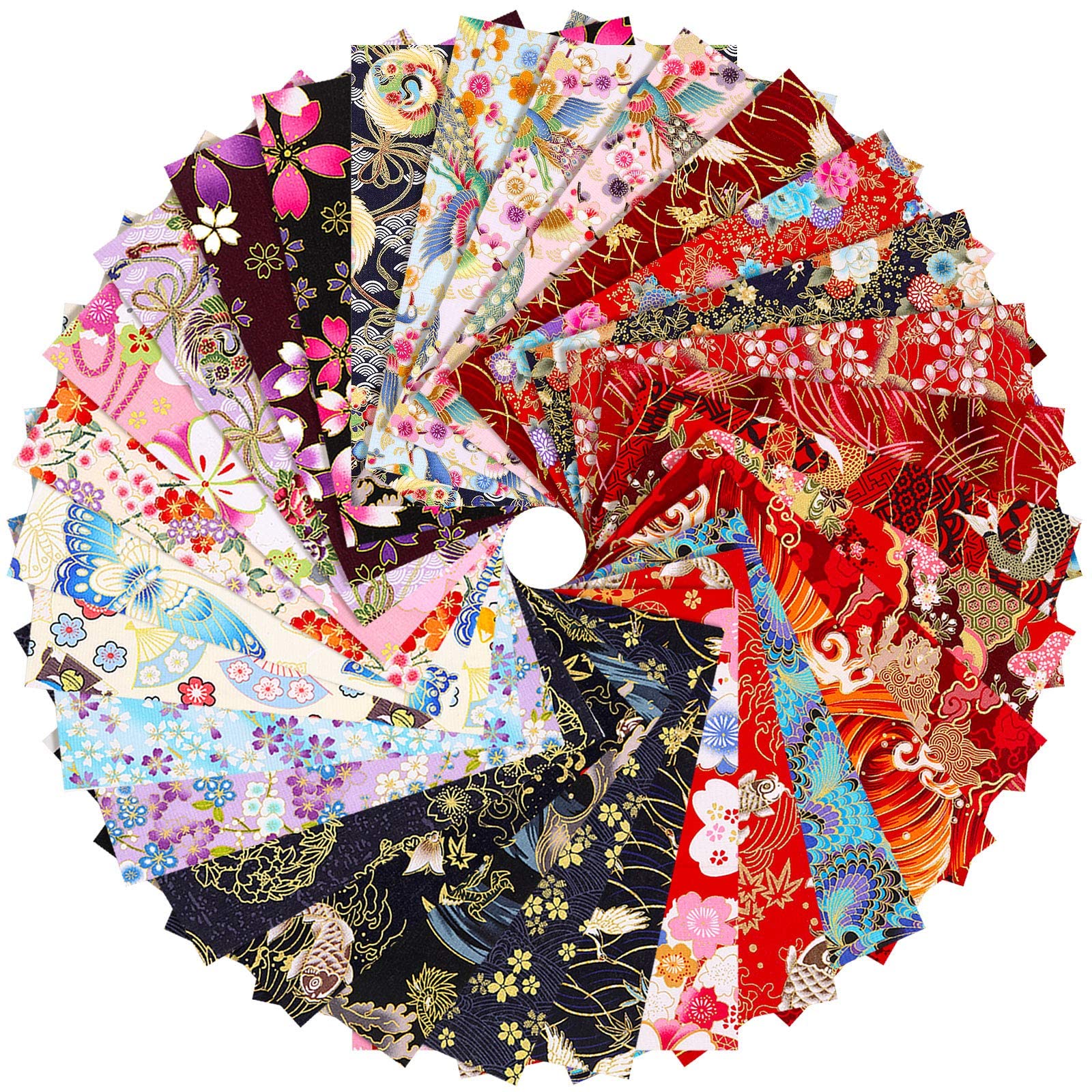 Tudomro 30 Pieces Fat Quarters 8 x 10 Inch Japanese Style Fabric Squares Printed Cotton Wrapping Cloth Quilting Fabric Bundles for Thanksgiving Christmas Gifts DIY Patchwork Sewing (Retro Style)