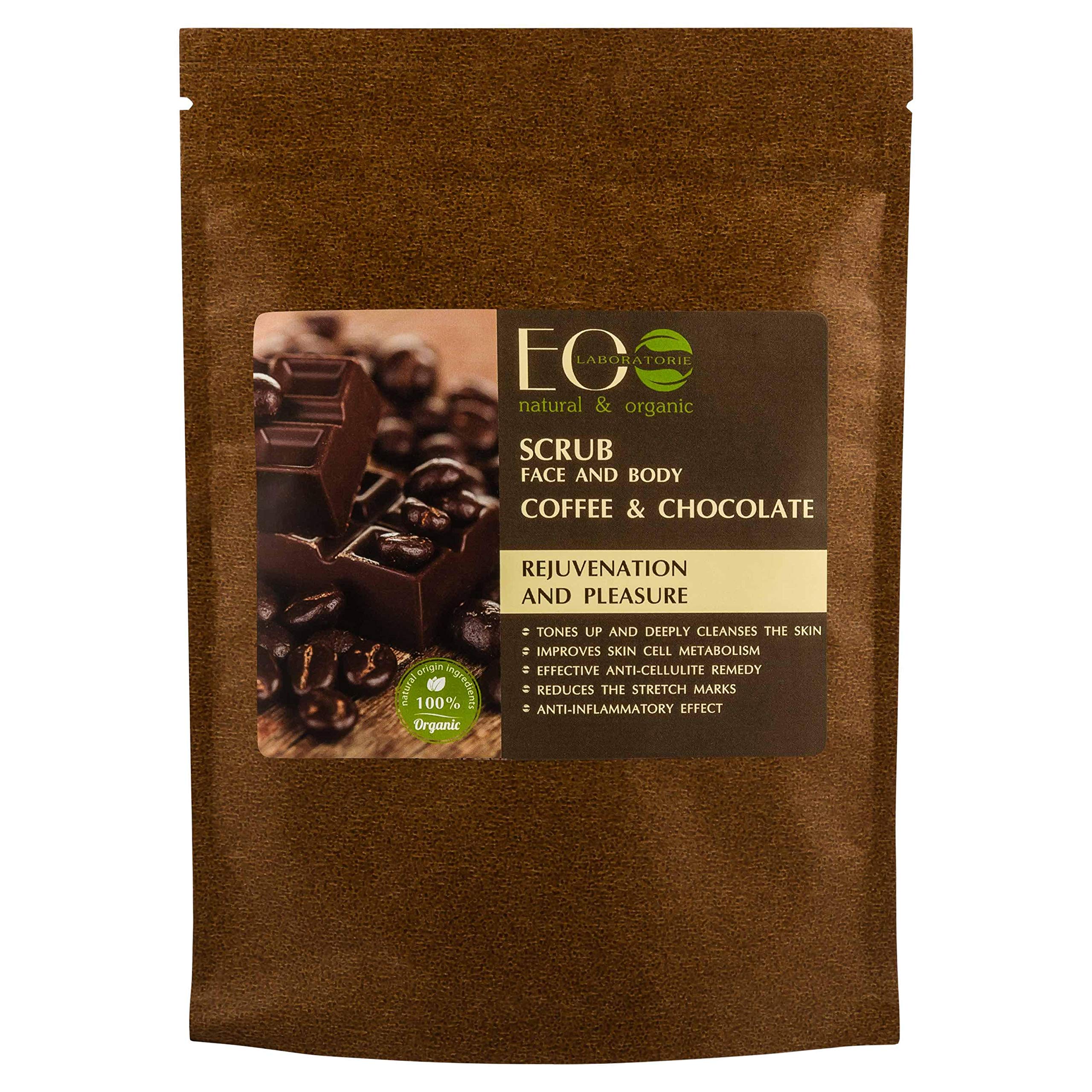 EO Laboratorie Organic Scrub For Face And Body Coffee And Chocolate, Tones & Cleanses Skin, Anti-cellulite (200 gram)