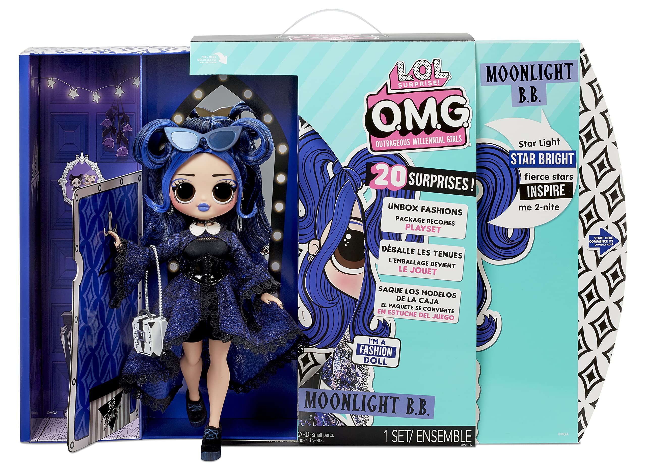 L.O.L. Surprise! Omg Moonlight B.B. Fashion Doll Dress Up Doll Set With 20 Surprises For Girls And Boys Kids 4+, Multicolor, 572794, OMG Doll Series 4 Style 4