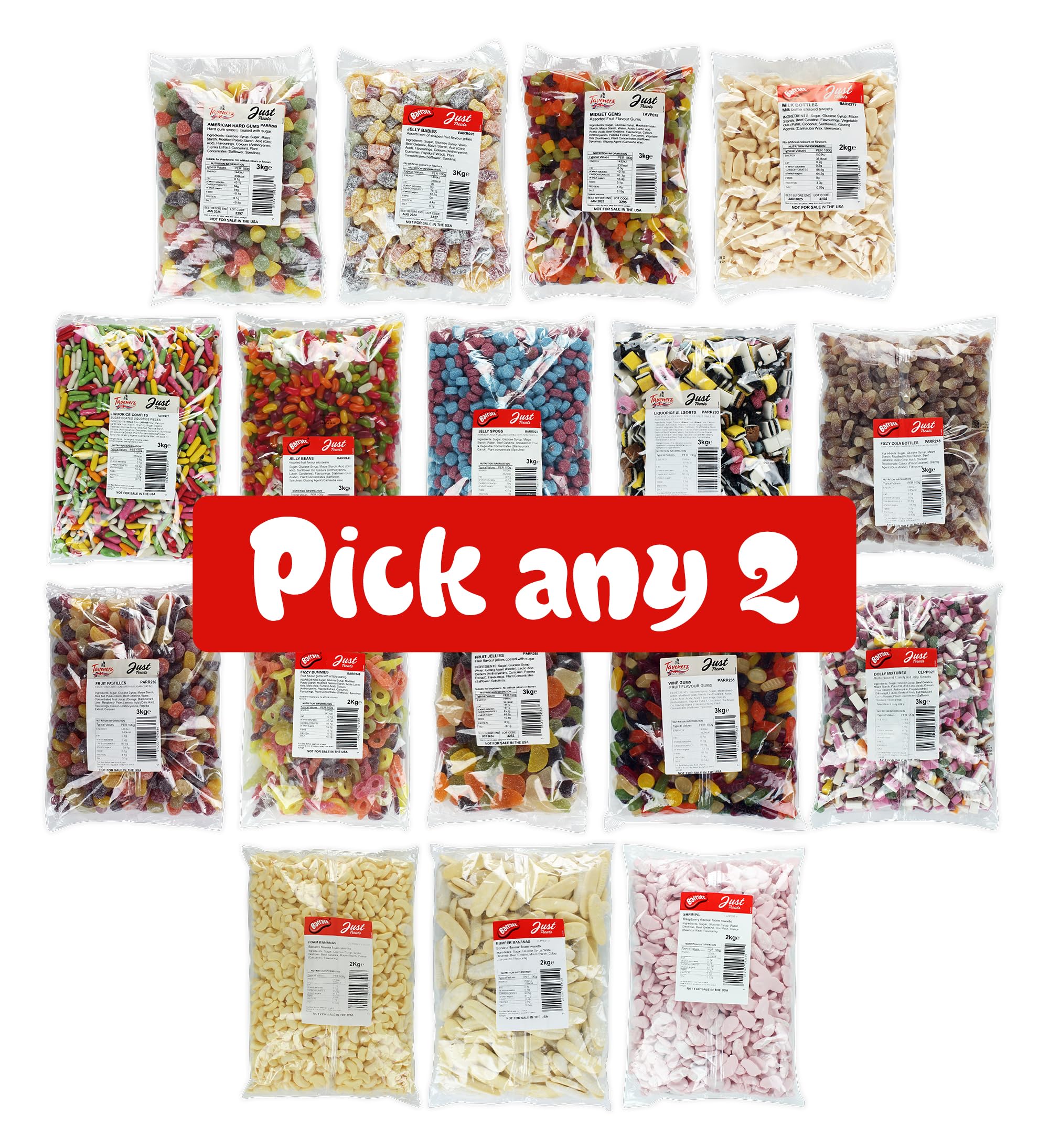 Sweetshop Wholesale Retro Sweets 3kg Bags - Pick Any 2