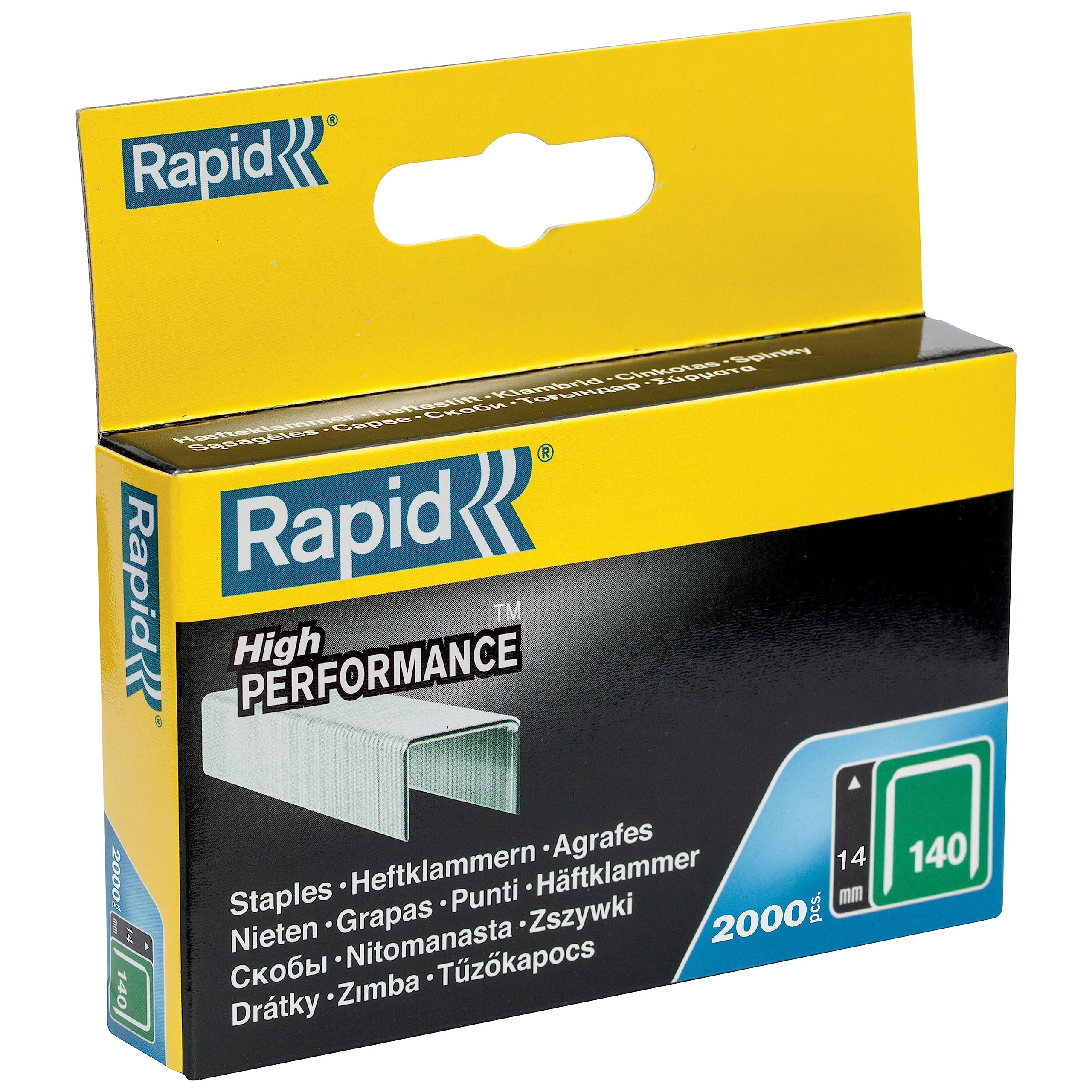 Rapid High-Performance Staples for Insulation, Thin Plastics, Cardboard and Carpets Flatwire No. 140, Leg Length 8mm, Staple Gun Staples, Galvanised Steel, 2000 Pieces, Boxed (11908131)