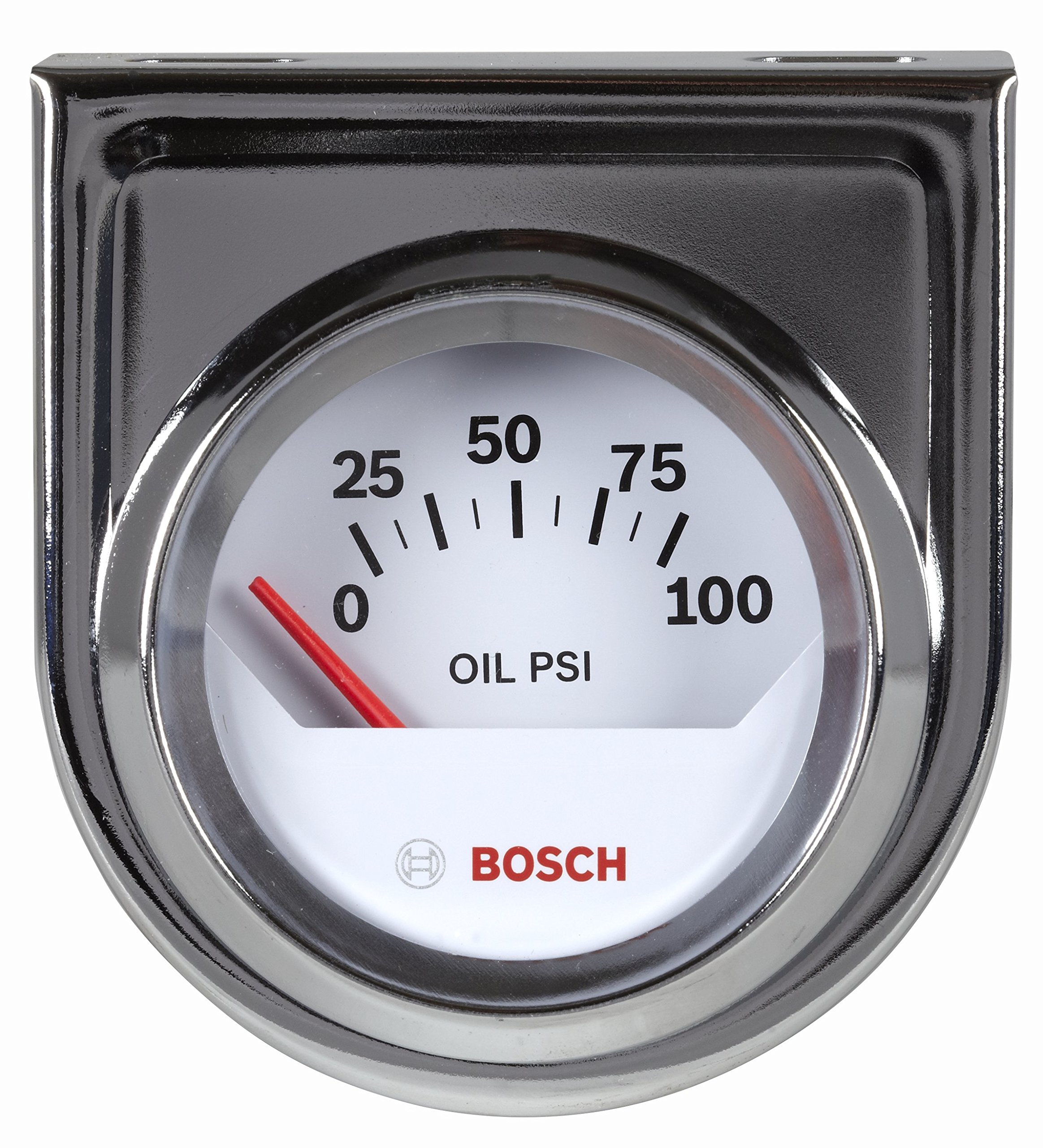 Actron Bosch SP0F000041 Style Line 2" Electrical Oil Pressure Gauge (White Dial Face, Chrome Bezel)