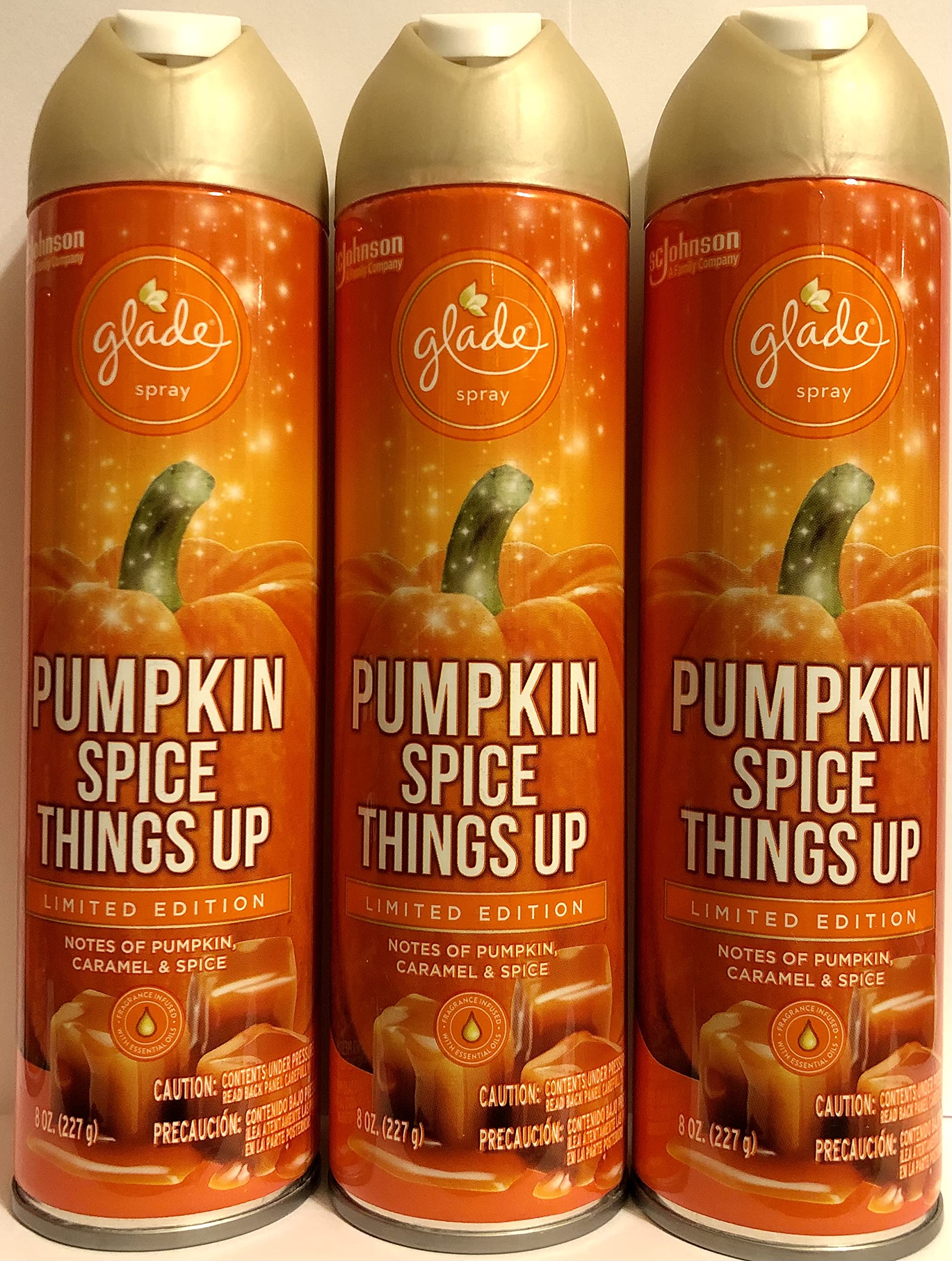 Glade Air Freshener Spray - Pumpkin Spice Things Up - Holiday Collection 2020 - Net Wt. 8 OZ (227 g) Per Can - Pack of 3 Cans3