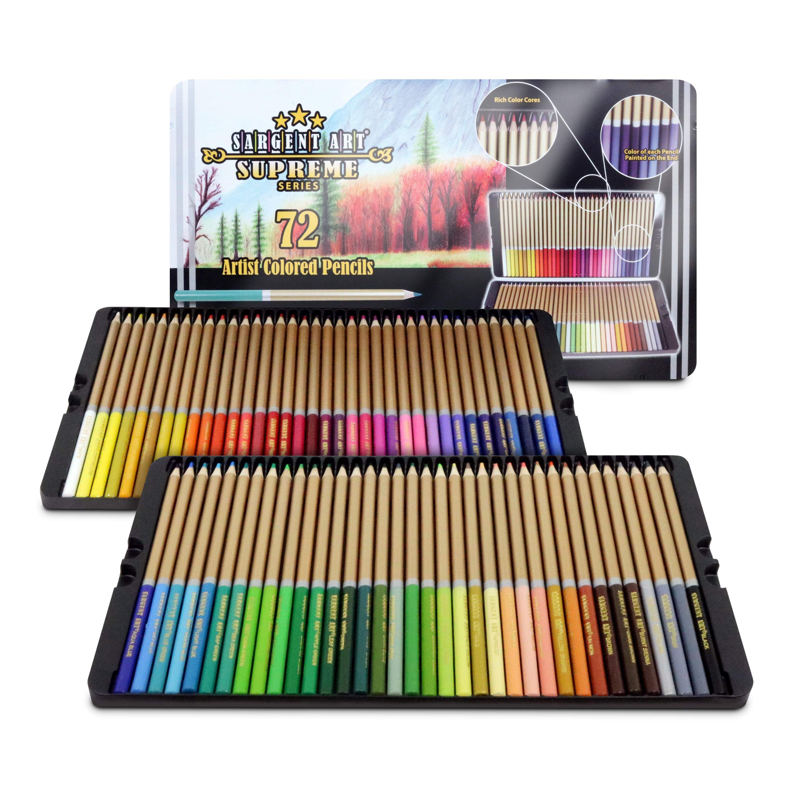 Sargent Art Set of 72 Different Colored Pencils, Artist Quality, Writing, Drawing, Illustration, Non-Toxic