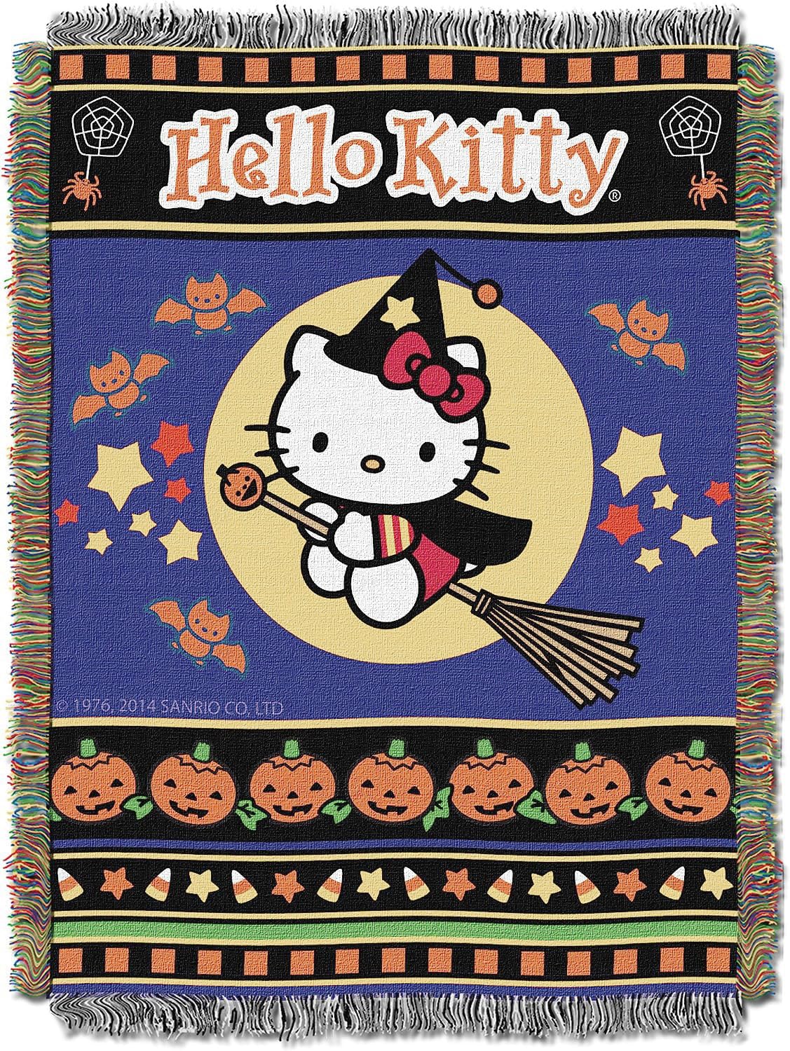 SANRIO Hello Kitty, Witchy Kitty Woven Tapestry Throw Blanket, 48" x 60"