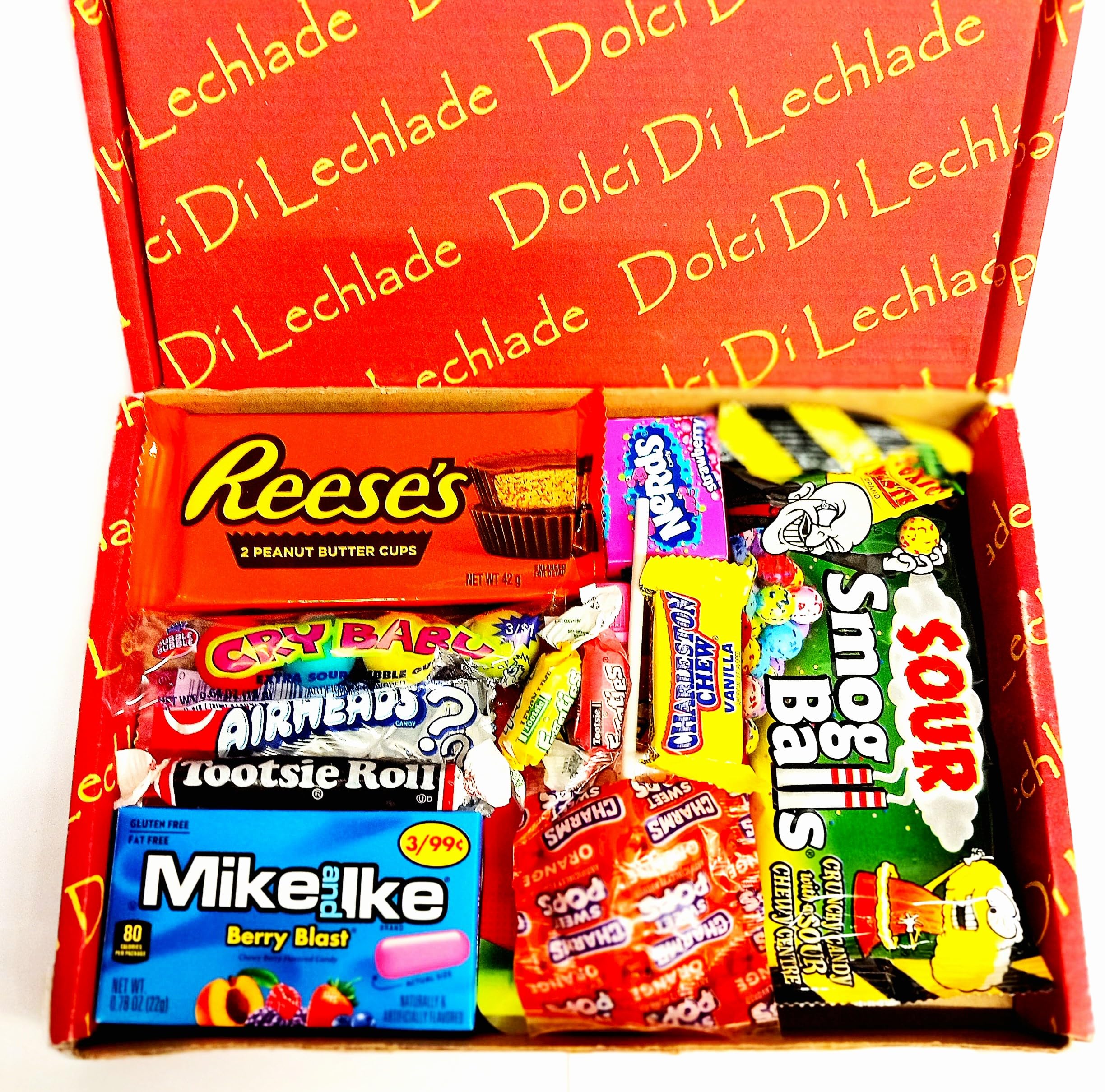 American Sweets Gift Box - Dolci Di Lechlade - Candy USA Chocolate Sweet Pick & Mix Snacks Gums Birthday Reeses Nerds Hamper Secret Santa Christmas Stocking Filler Present