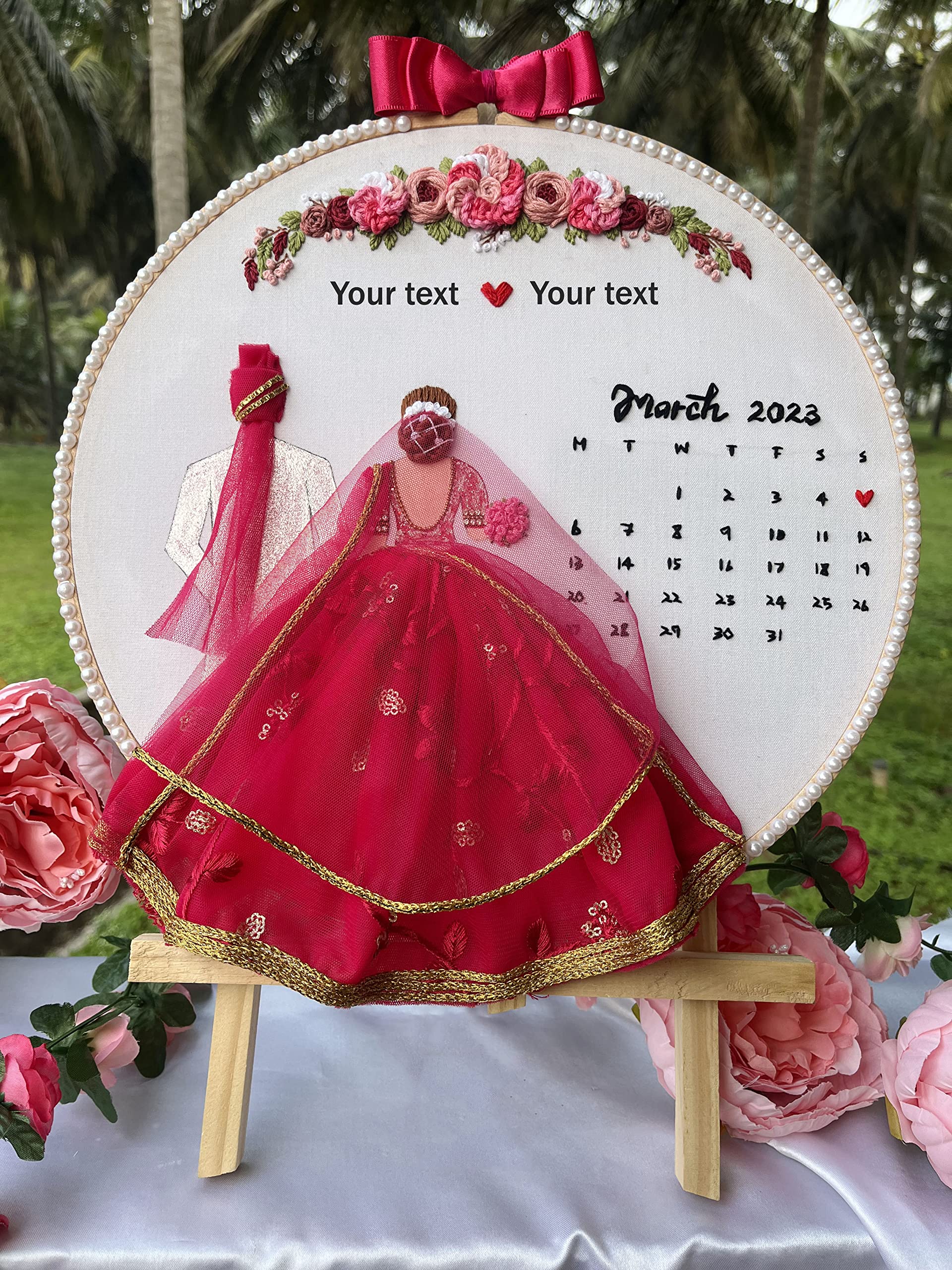 Candy Colors - Wedding Embroidery Hoop Gift | Anniversary Customized Embroidery Hoop (XL)