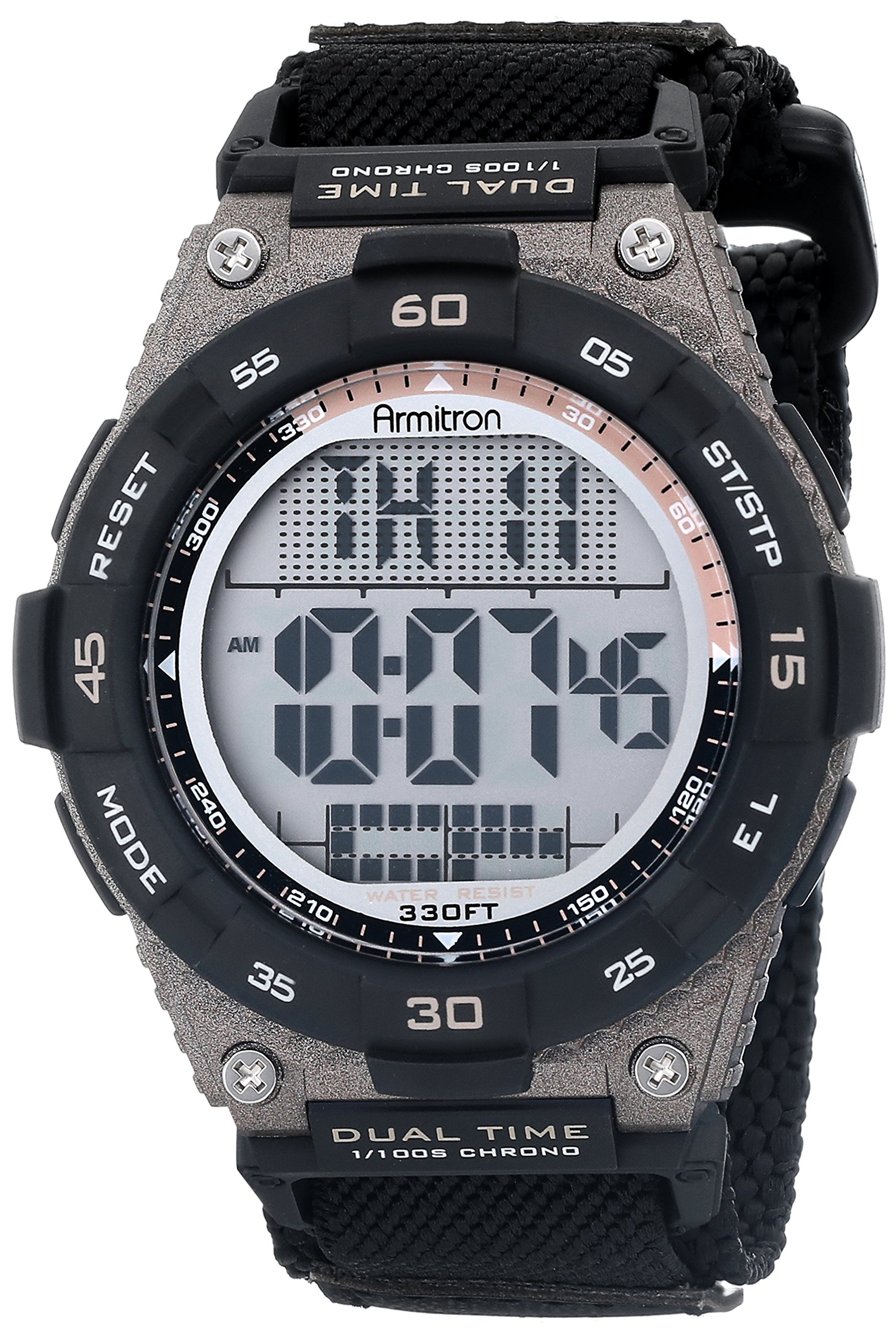 Armitron Sport Men's 40/8330BLK Brown Accented Digital Chronograph Black Nylon Strap Watch