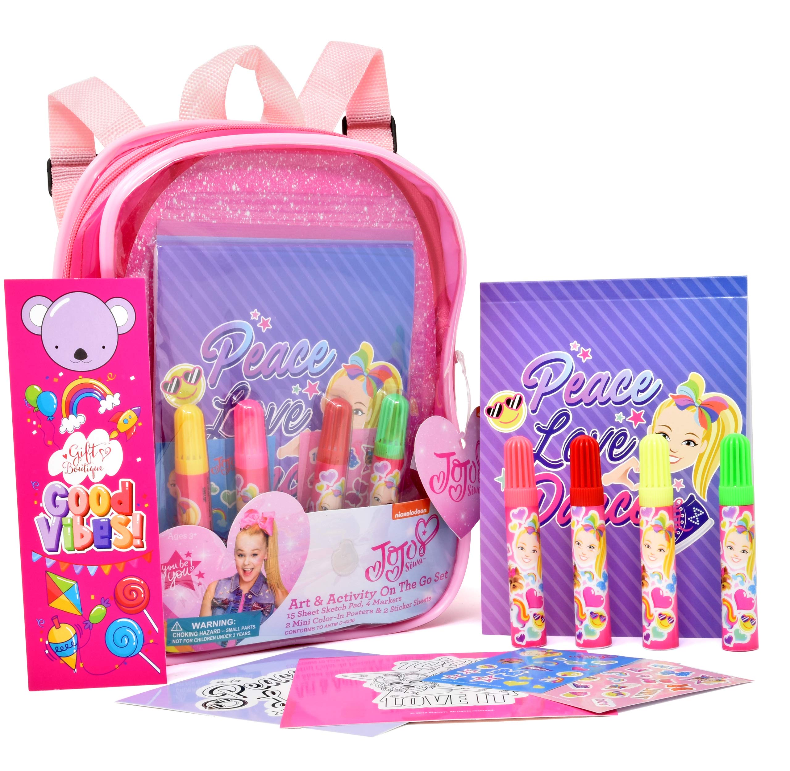 Gift BoutiqueJoJo Siwa Coloring & Activity Set, Includes Markers Stickers JoJo Siwa Doodle Pad Mess Free Crafts Color Kit in Carry Along JoJo Backpack Adjustable Straps, GB Bookmark for Kids