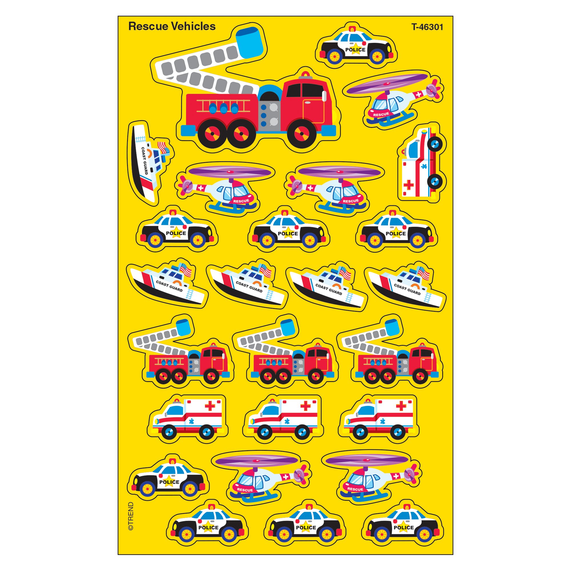 TREND enterprises, Inc. Rescue Vehicles superShapes Stickers-Large, 200 ct