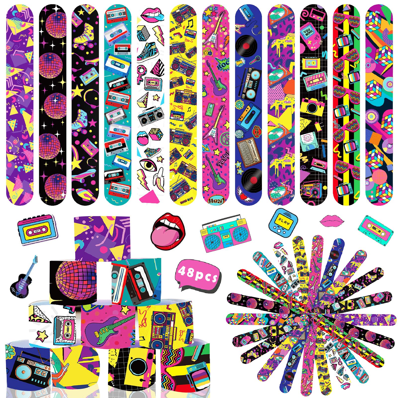 Viicoor Slap Bracelets Snap Bracelet Wrisrtband for Party Favors Basket Bag Filler School Prizes Gifts Party Favors Bulk