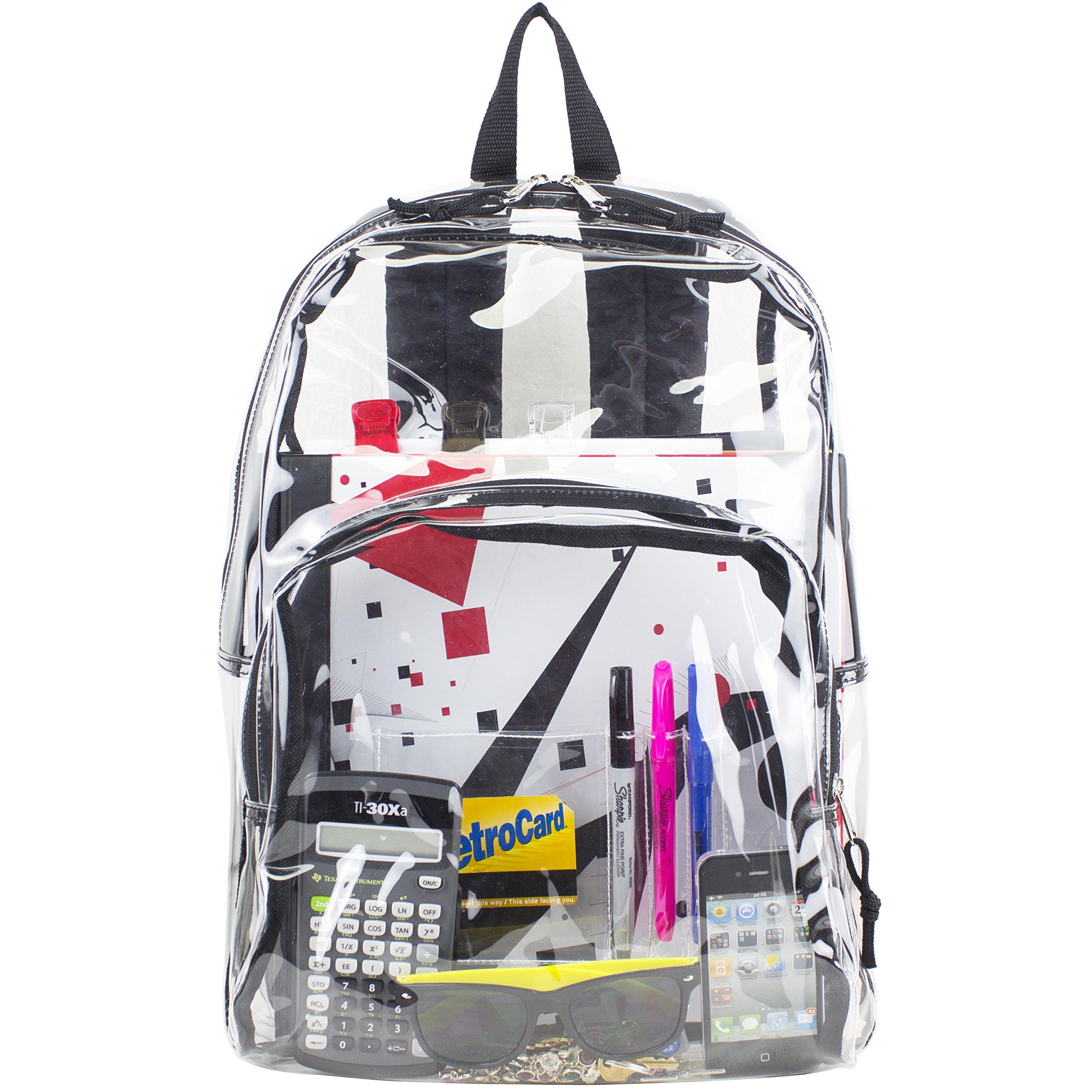 Eastsport Clear Backpack Stadium Approved Clear Bag for Concerts, Sports Events Festivals, College, Work, Black