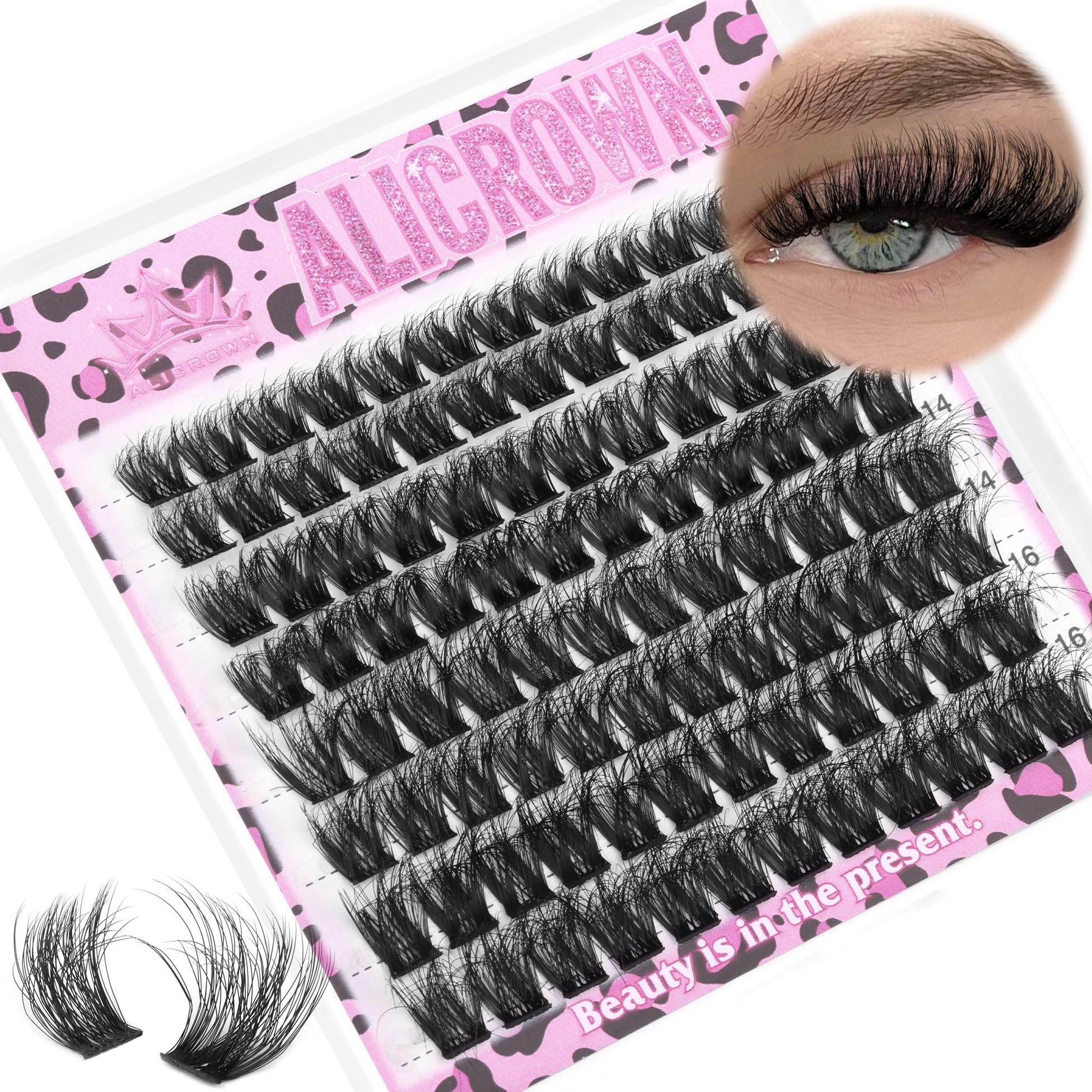 Eyelash Extensions Fluffy Lash Clusters Thick Volume Individual Lash Extensions Wispy Eyelash Clusters Extension 10-16MM 96Pcs Cluster Lashes by ALICROWN