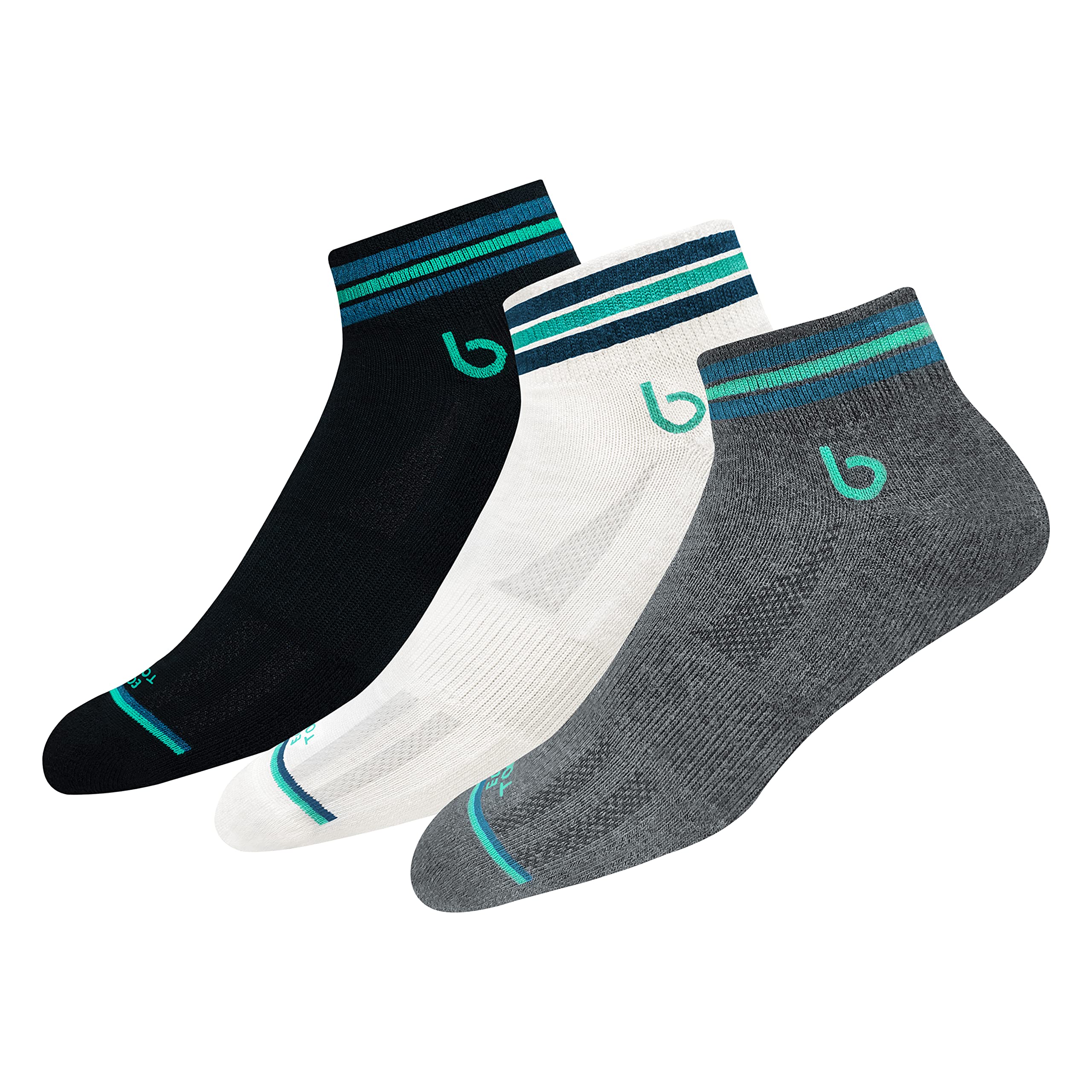 BAMBOS Eco Touch All Day Comfort Ankle Length Bamboo Socks for Men & Women Running, Badminton & Gym, Pack of 3 (Size UK 7-11)