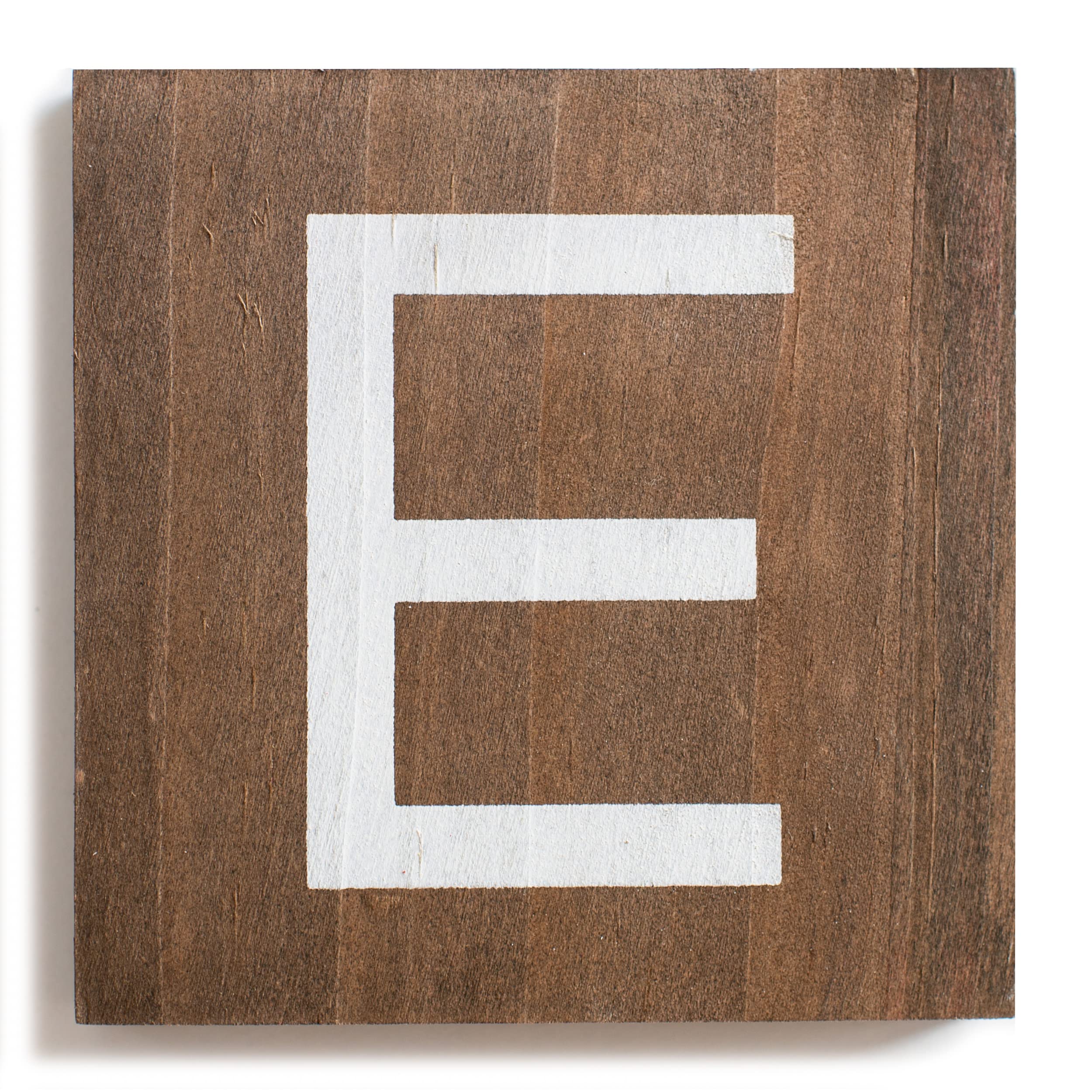 Stiles Letter Tiles, Wall Decor, Wooden Crossword Letters for Living Room, Dining Room, Kitchen, or Bedroom, Family Signs for Home 3.5 Inch, Walnut, Letter E