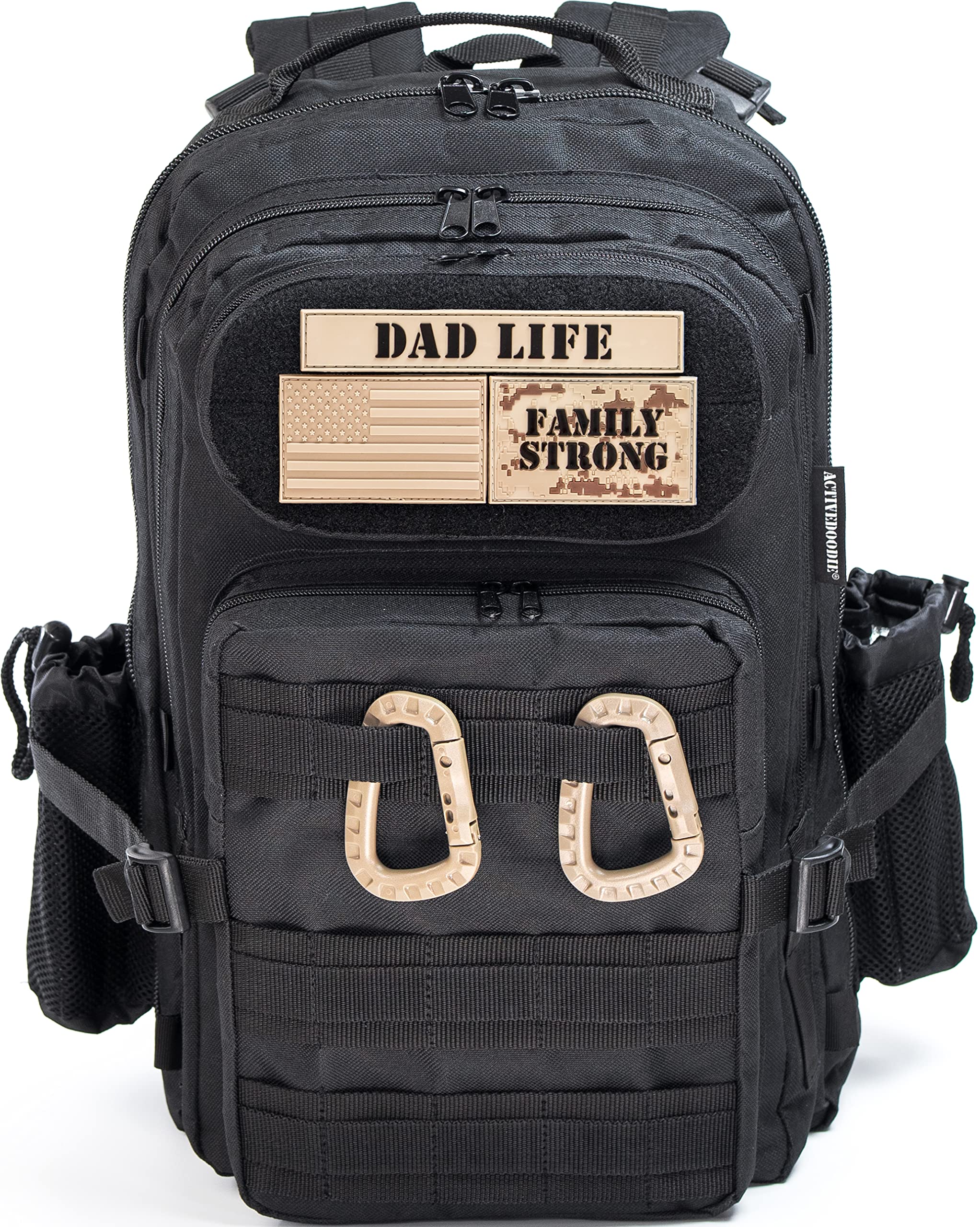 ActiveDoodie Dad Diaper Bag for Men with Camo Changing Pad, Desert USA Dad Life Patches, Diaper Bag for Dad