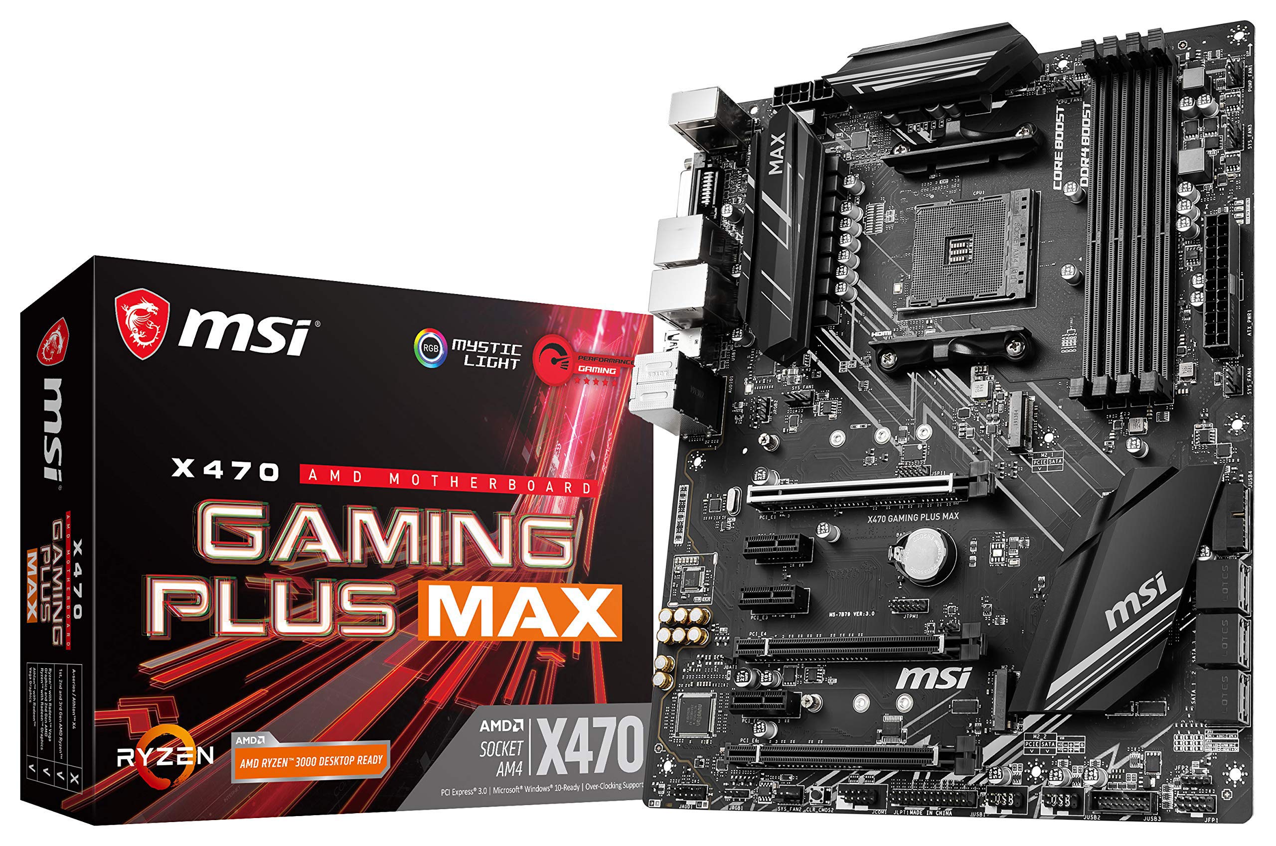 MSIPerformance Gaming AMD X470 Ryzen 2ND and 3rd Gen AM4 DDR4 DVI HDMI Onboard Graphics CFX ATX Motherboard (X470 GAMING PLUS Max)