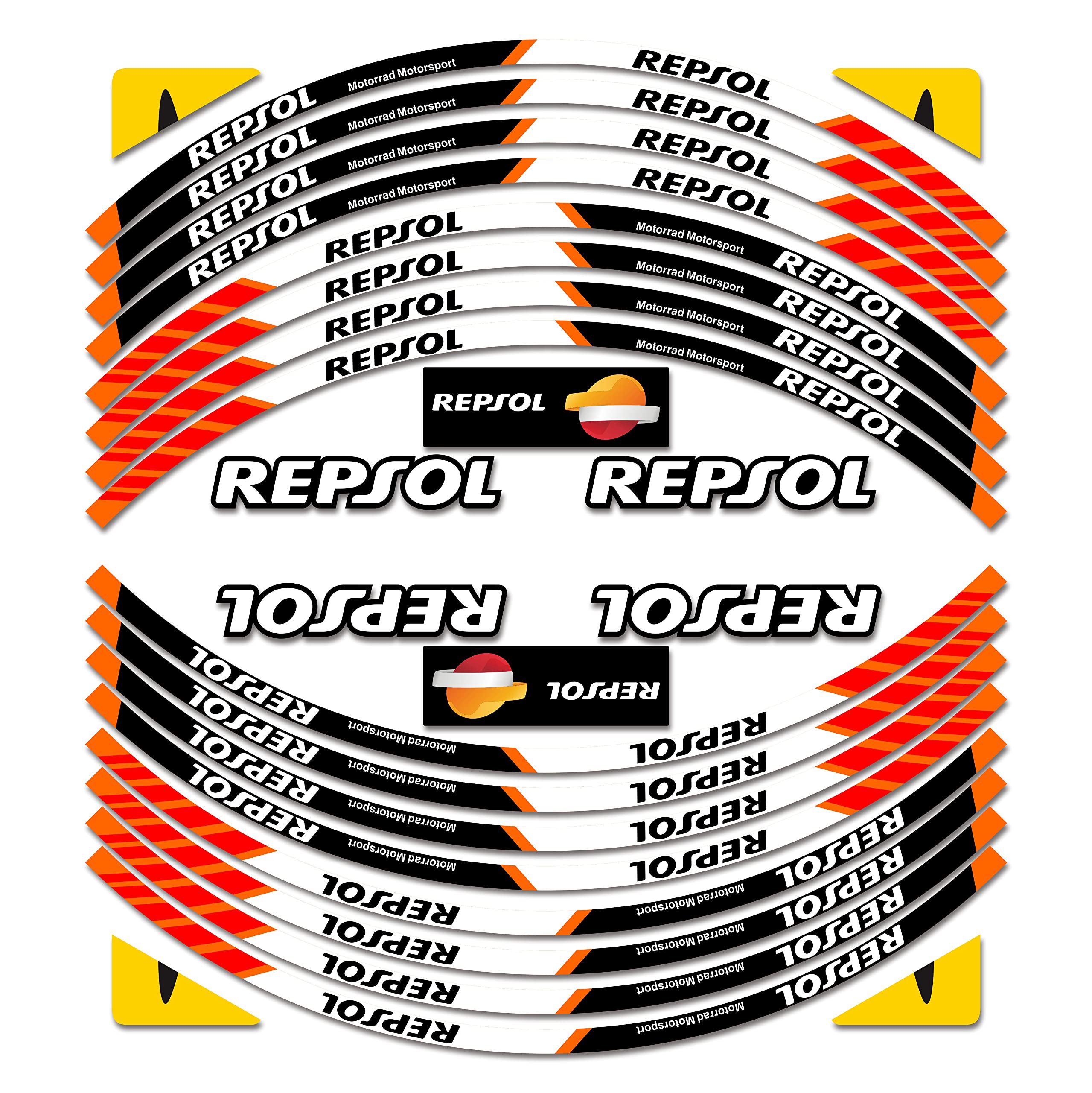 Reflective Rim Decals,17 inch Wheel Rim Stickers Decals Motorbike Bicycle Car Decals Compatible with Honda REPSOL HRC CBR250 300 600 900 1000RR Yamaha R1 R25 R3 R6 Kawasaki Ninja Suzuki Aprilia