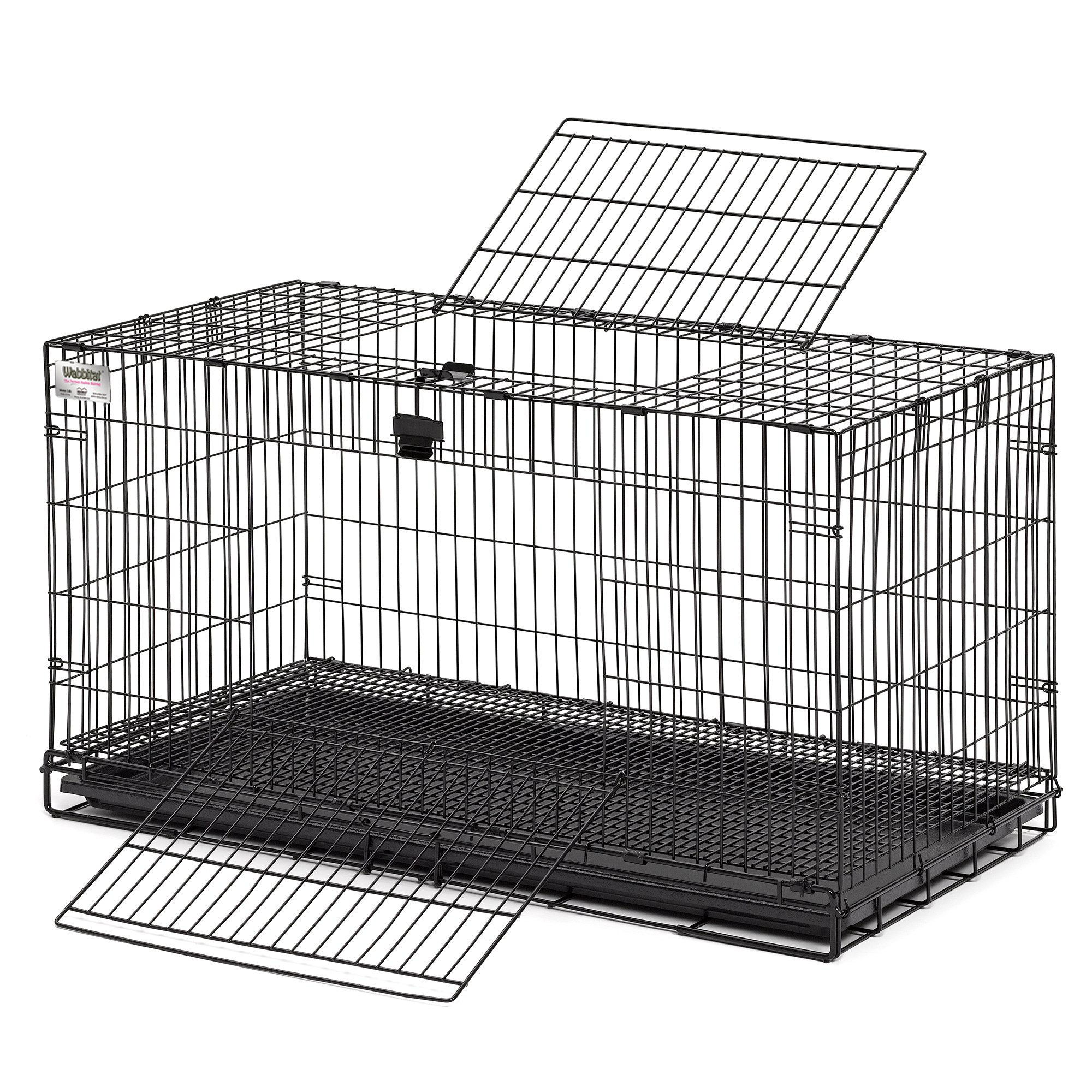 Midwest Homes for Pets Wabbitat Folding Rabbit Cage, 93.98 cm (37-Inch) Long, Includes 1.27 cm (1/2-inch) Floor Grid and removable plastic tray, Black, Model 157