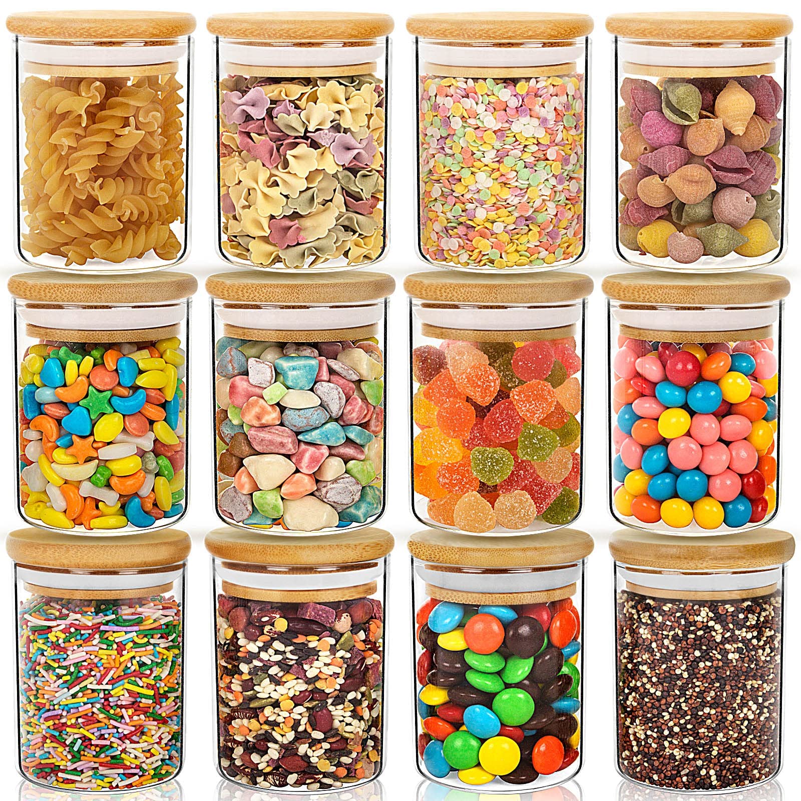 Sopoby Glass Storage Jars, 150 ml Storage Jars for the Kitchen, Airtight Glass Container, for Airtight Storage, Can Be Various Cereals, Tea, Snacks, Dried Fruits, Kitchen Spices etc.