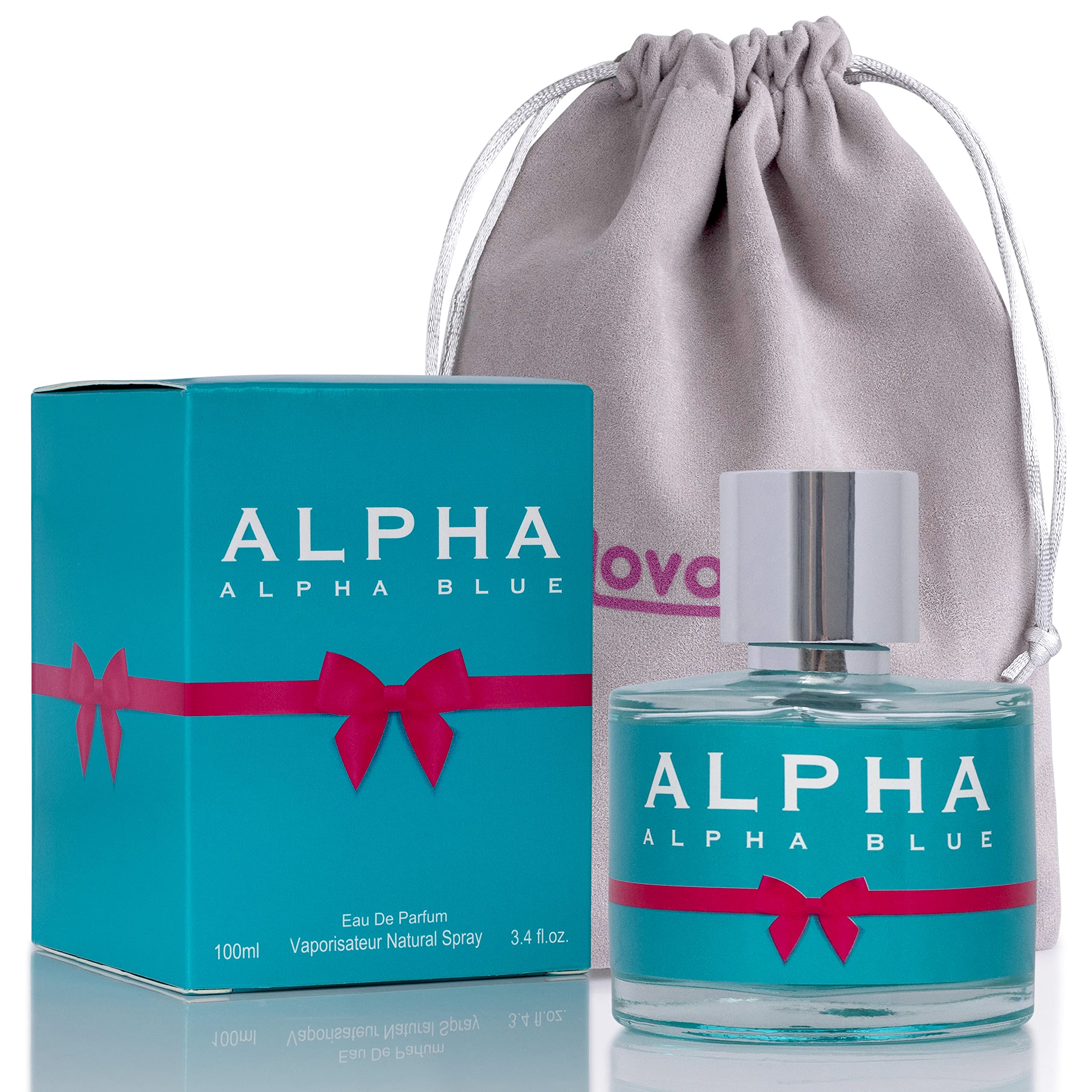 NovoGlowAlpha Blue for Women - 3.4 Fl Oz Oz Eau De Parfum Spray - Long Lasting Fruity & Floral Fragrance Smell Fresh & Feminine All Day Includes Carrying Pouch Gift for Women for All Occasions