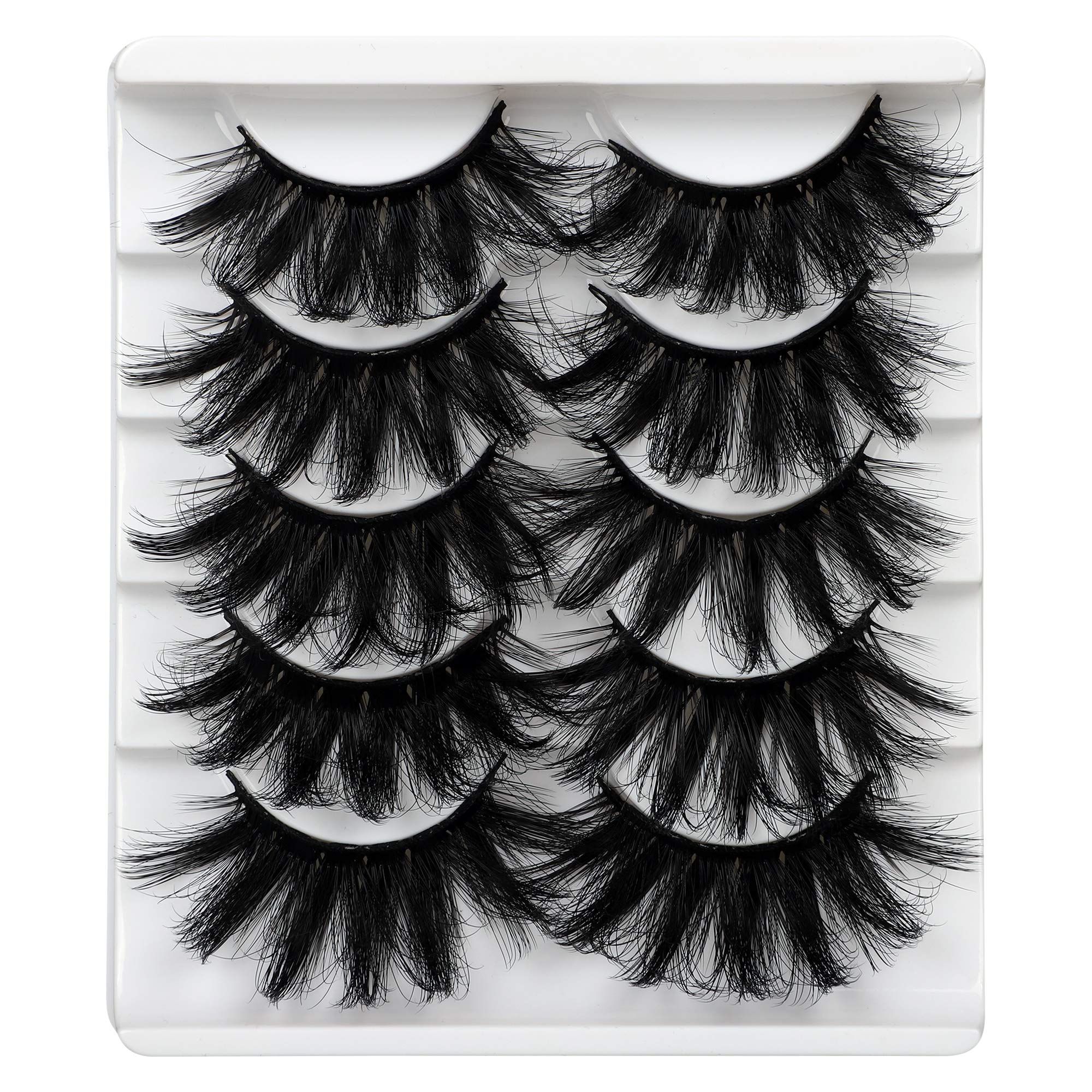 ALICROWN False Eyelashes 20MM Fluffy Crossed Luxury Volume Faux Mink Lashes 5D Thick Full Soft Handmade Lashes Pack