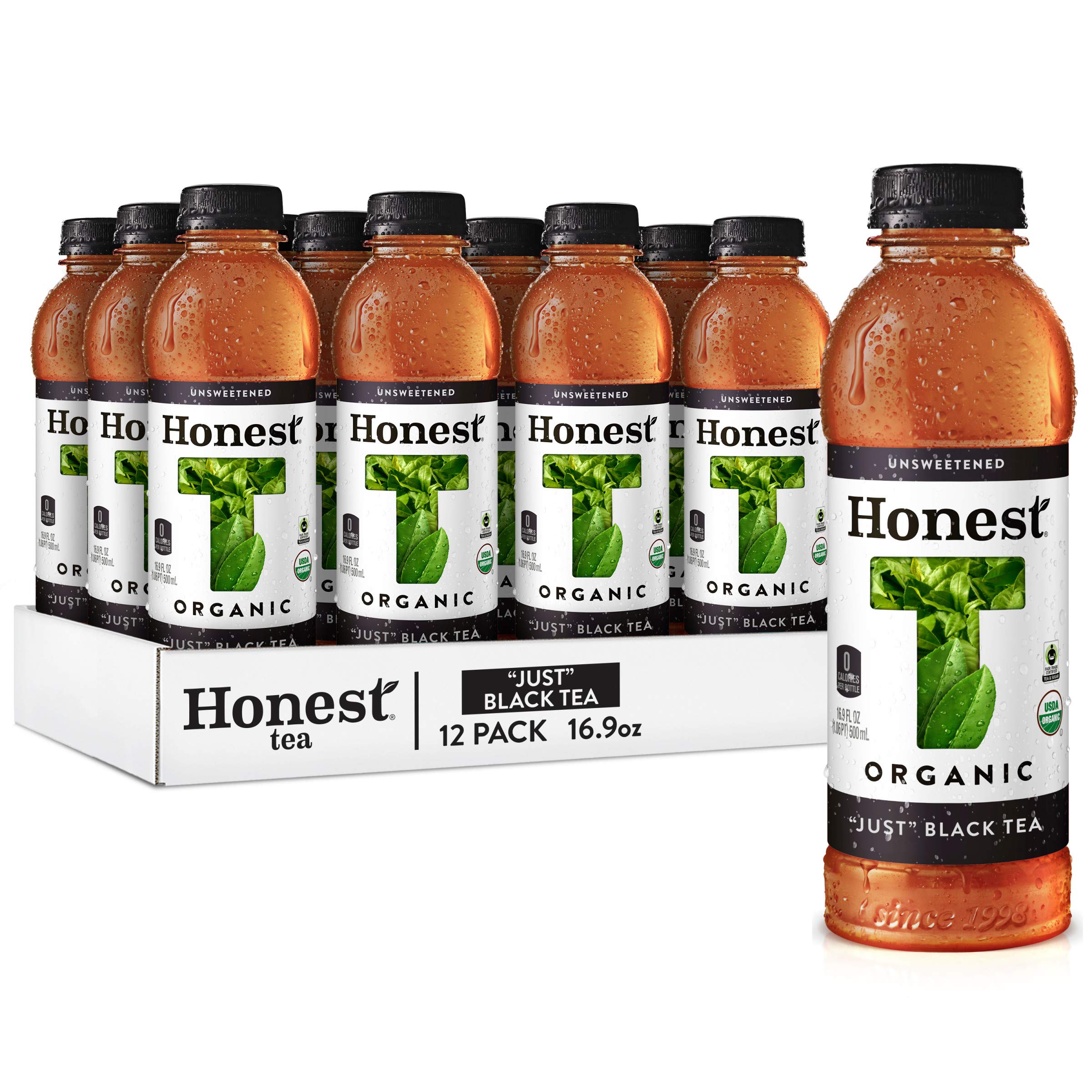 Honest TeaOrganic Fair Trade Just Black Tea, 16.9 Fl Oz (Pack of 12)