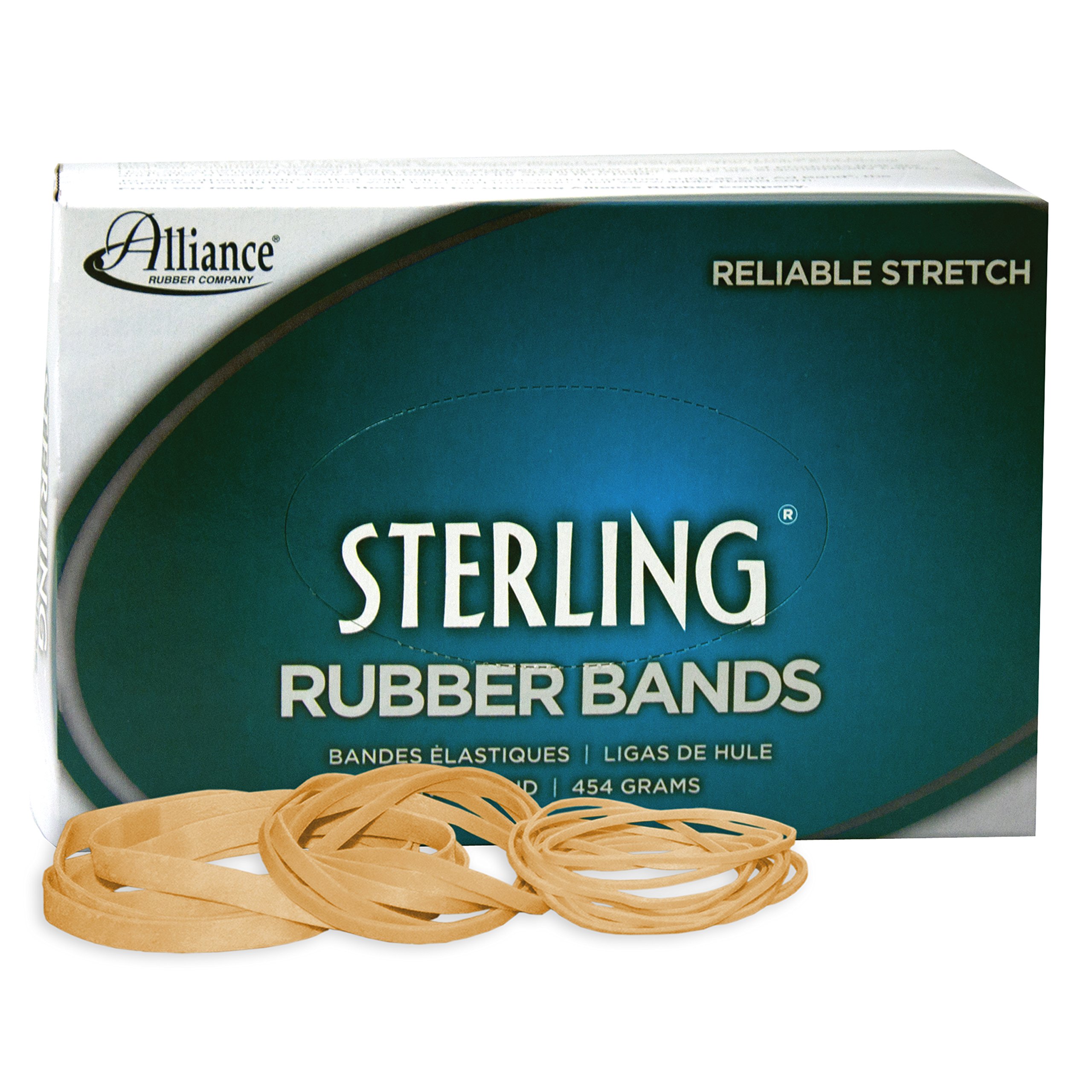 Alliance Rubber 24545 Sterling Rubber Bands Size #54, 1 lb Box (Assorted sizes, Natural Crepe)