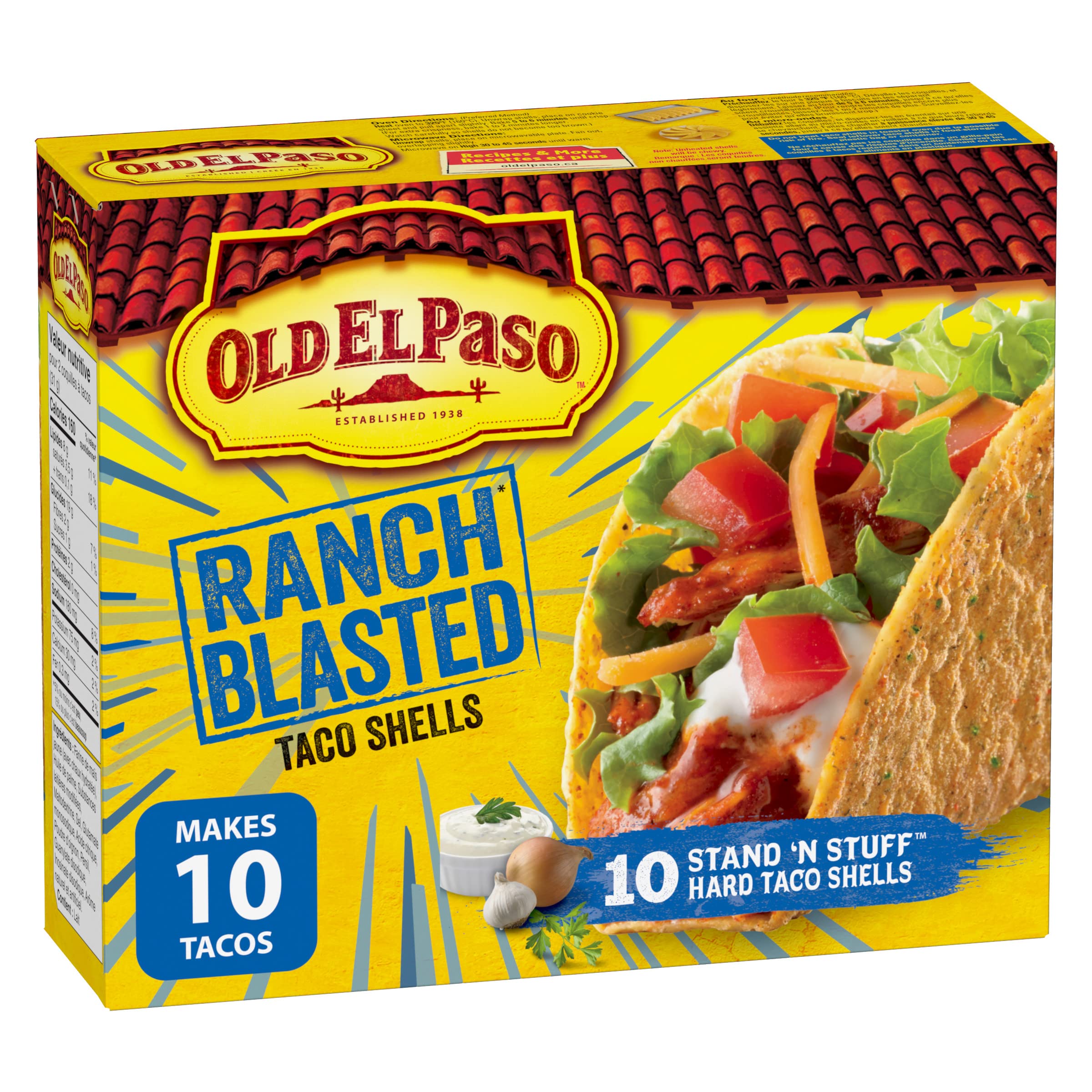 Old El Paso Ranch Blasted Stand n' Stuff Taco Shells, 153 Gram