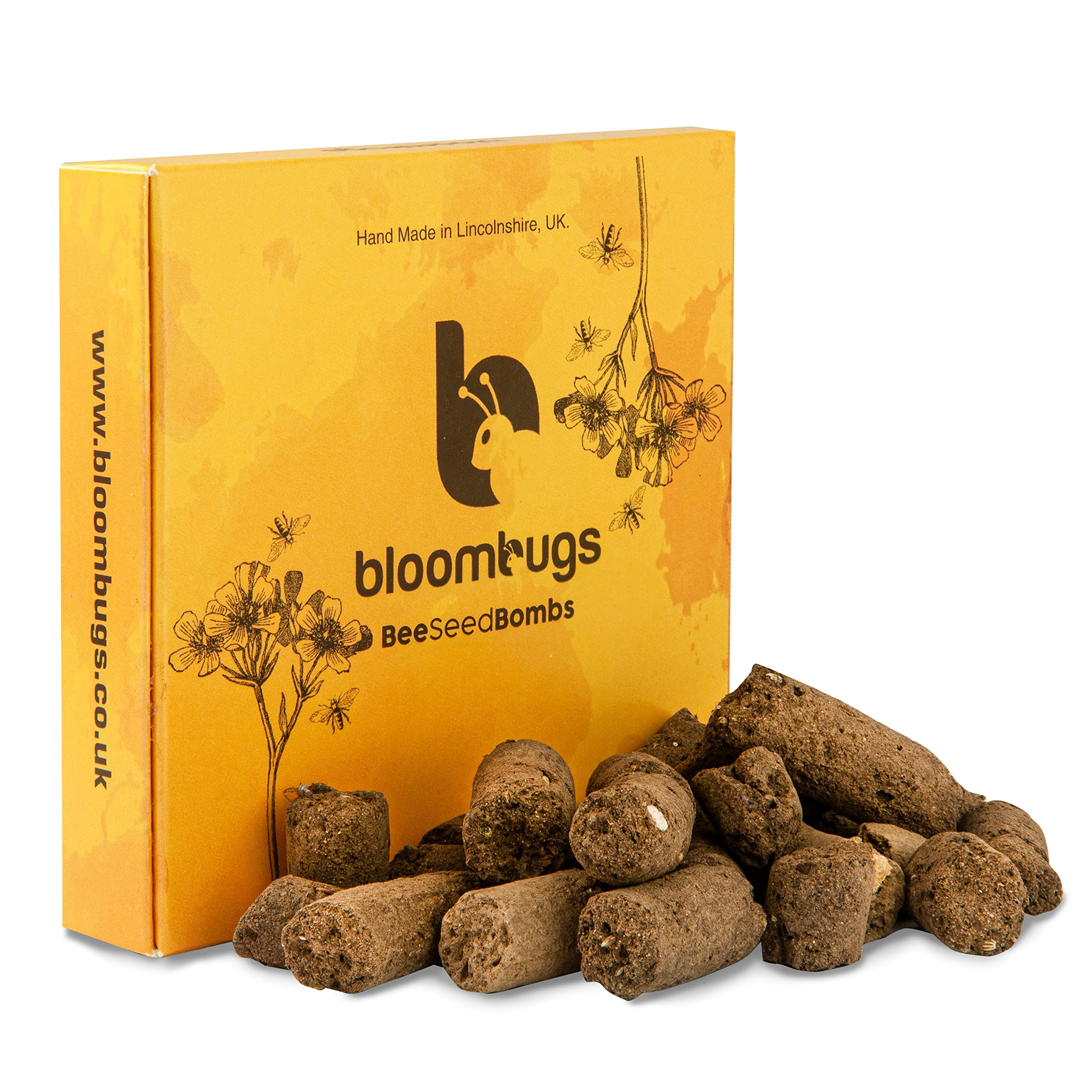 Bloombugs Native Wildflower Bee & Butterfly Seed Bombs Balls | 26 UK Native Wildflower Species per Ball | Handmade in Lincolnshire | Covers up to 30sq ft | 1 Box