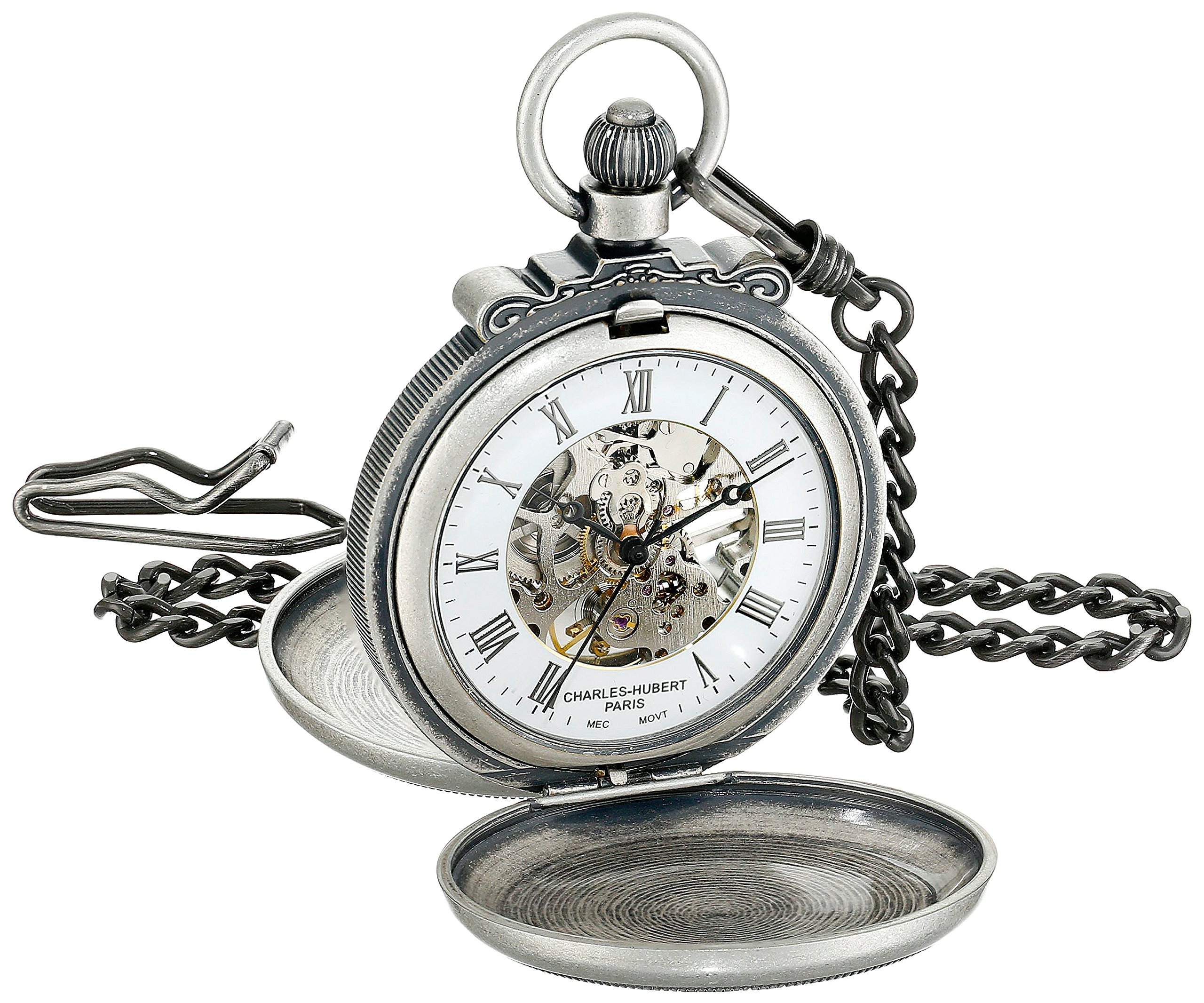 Charles-Hubert, ParisCharles-Hubert, Paris 3868-S Classic Collection Antiqued Finish Double Hunter Case Mechanical Pocket Watch