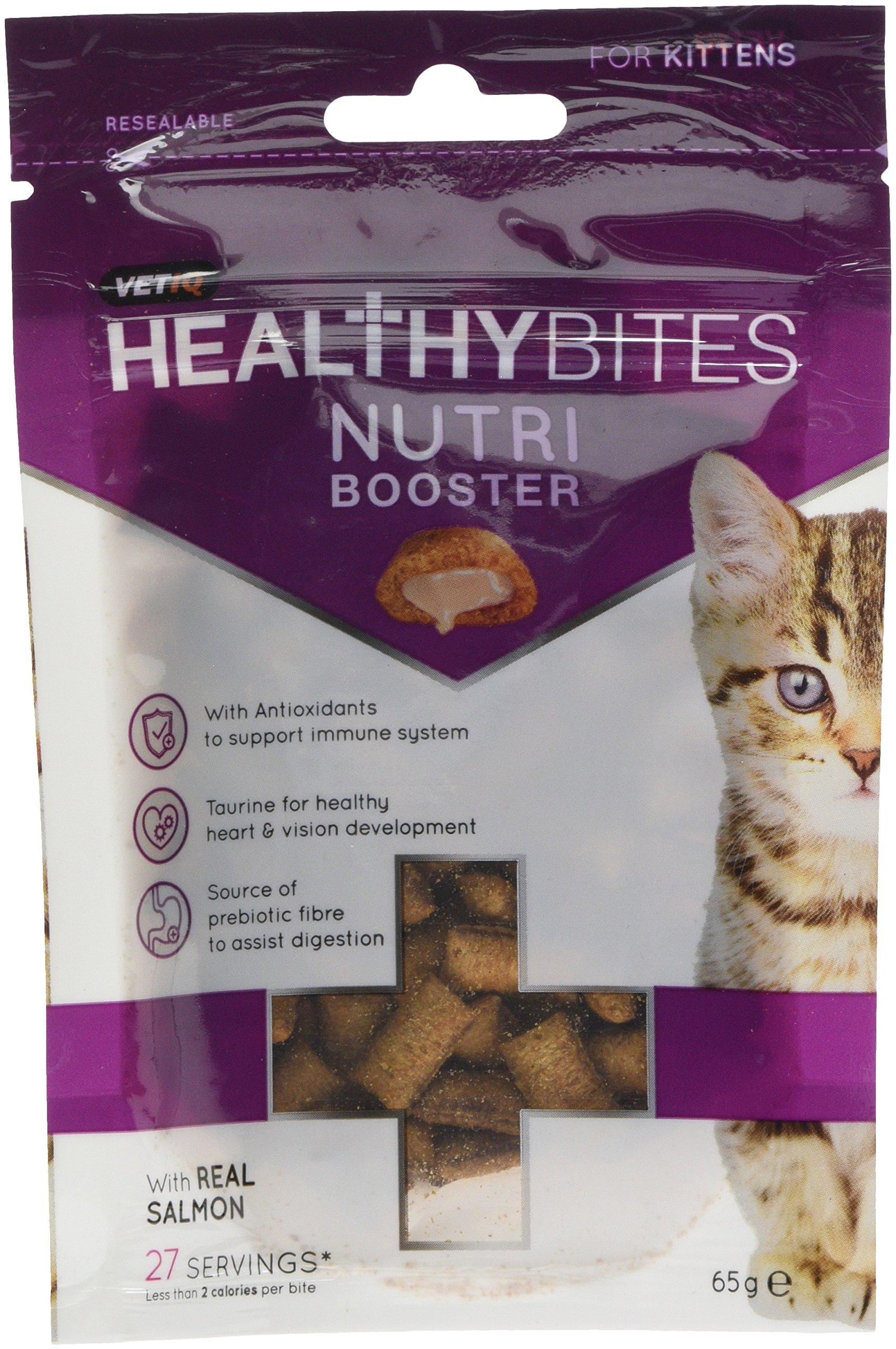 VETIQ Healthy Bites Nutri Booster Treats For Cats & Kittens From 8 Weeks, Tasty Supplements Packed With Vitamins, Minerals & Amino Acids to Help Support the Immune System, 65 g (Pack of 8)