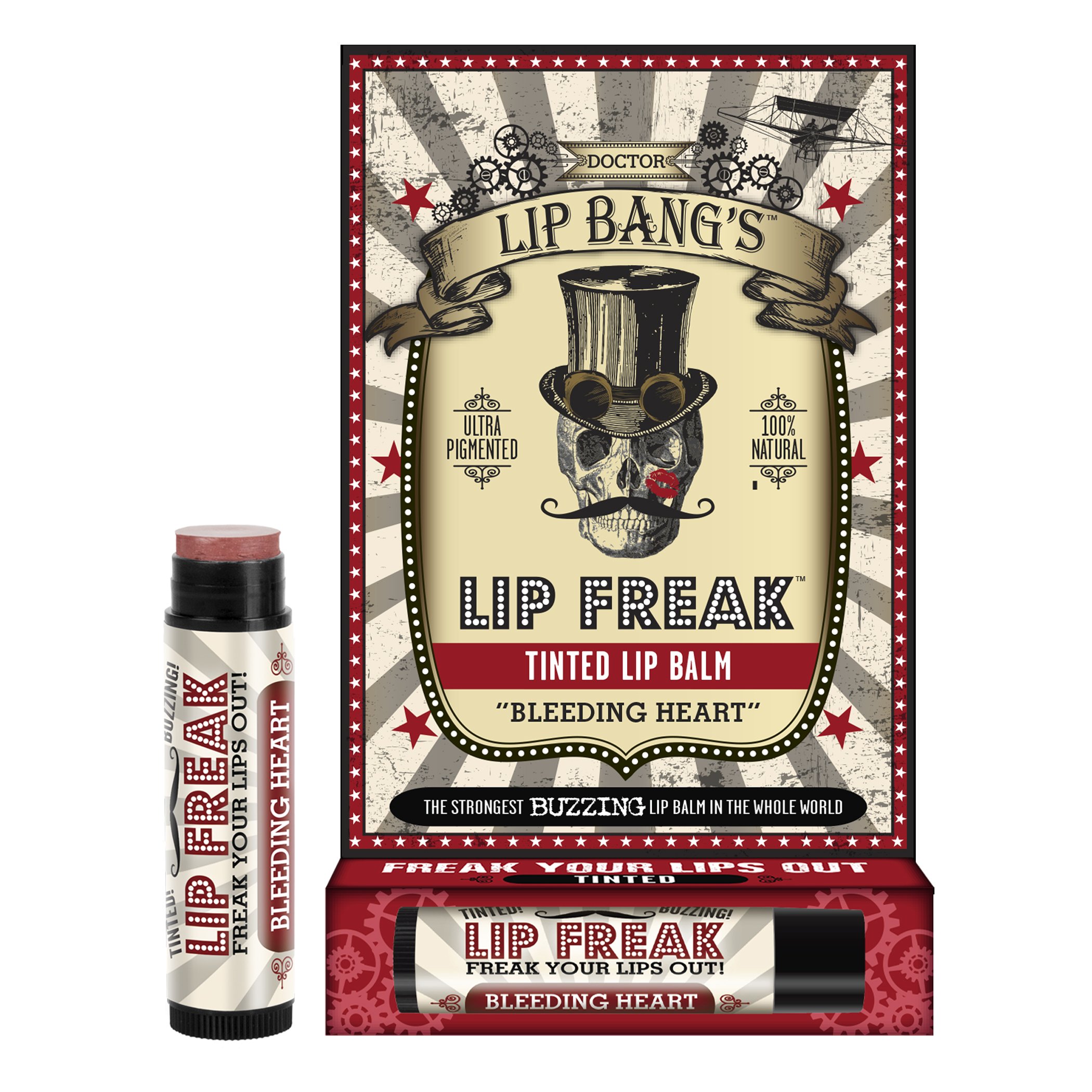 Doctor Lip Bang'sBUZZING Lip Balm | Lip Freak| 100% All Natural | Cruelty Free | Tinted | Bleeding Heart