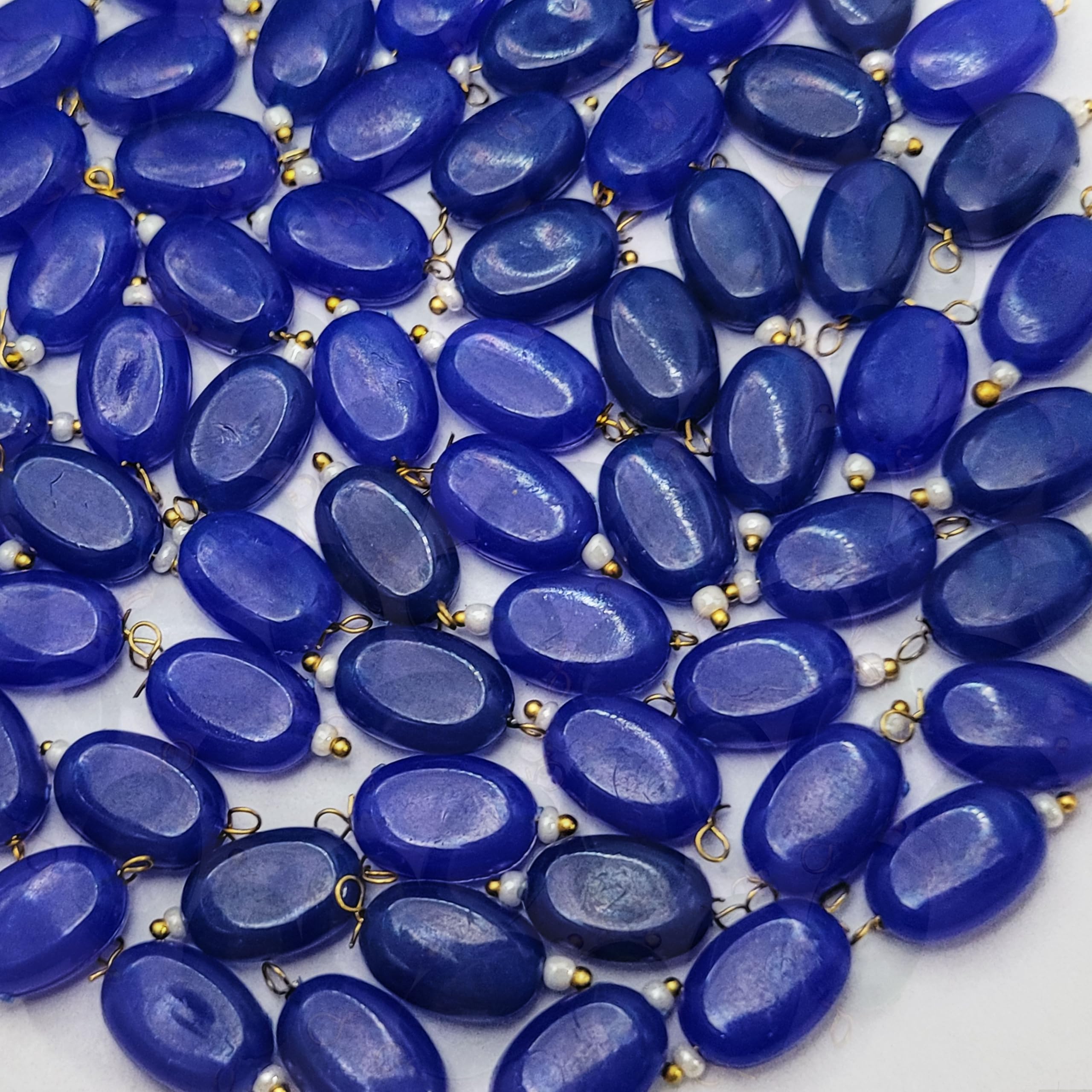 INDIKONB Chocolate Shape Lariya Beads for Blouse, Embroidery Saree – 100 Pcs Plastic Beads for Embroidery Work, Saree Kuchu Beads, Blouse Work Accessories (Royal Blue)