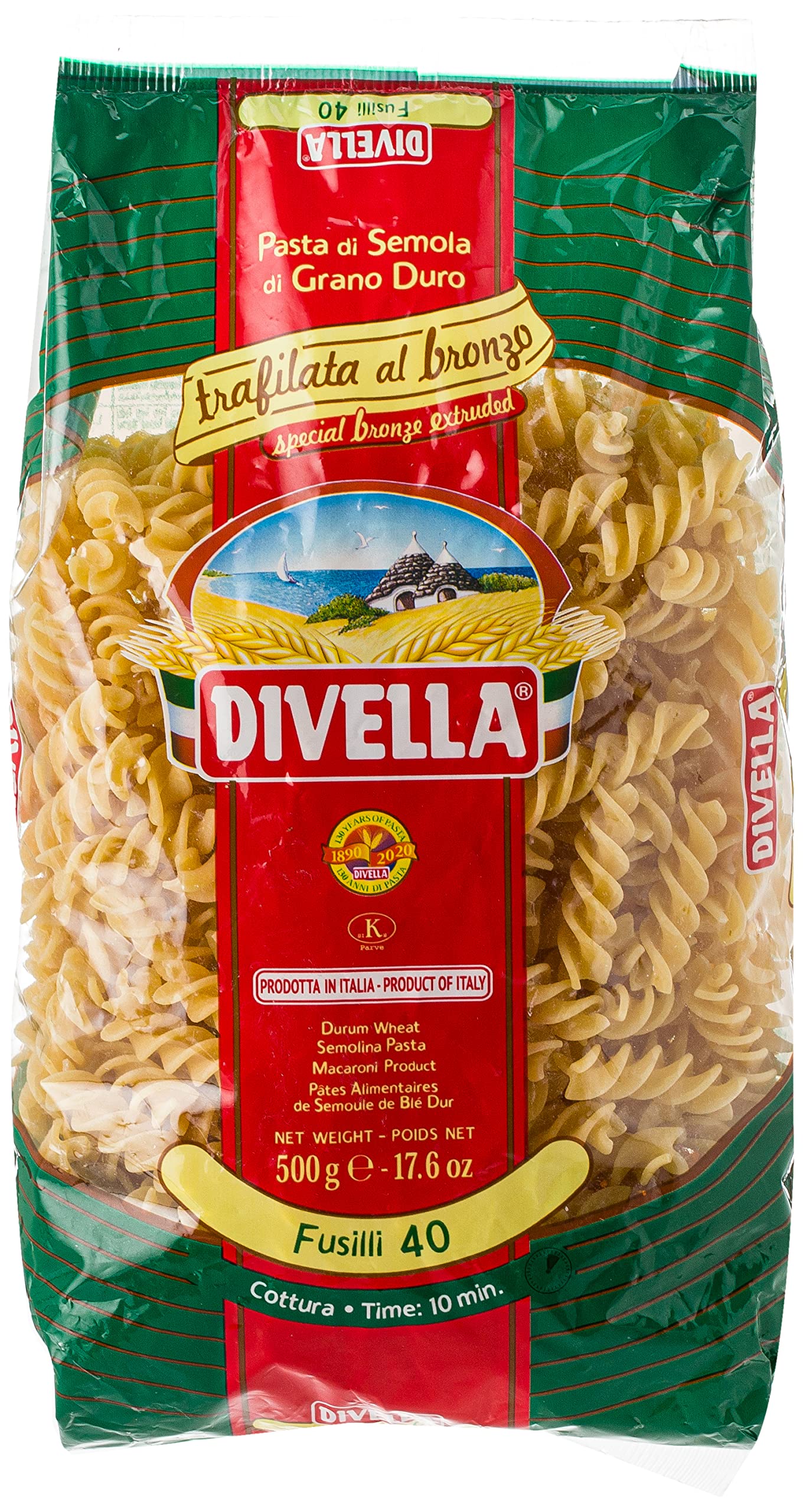 Divella Fusilli Pasta 40 Bronzo, 500 gm