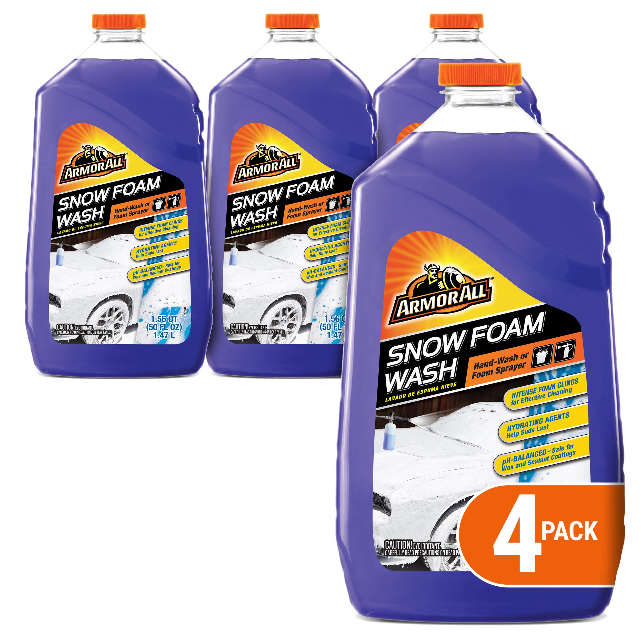 Armor AllCar Wash Snow Foam Formula, Cleaning Concentrate Soap for Cars, Truck, and Motorcycles, 50 Fl Oz (Pack of 4)