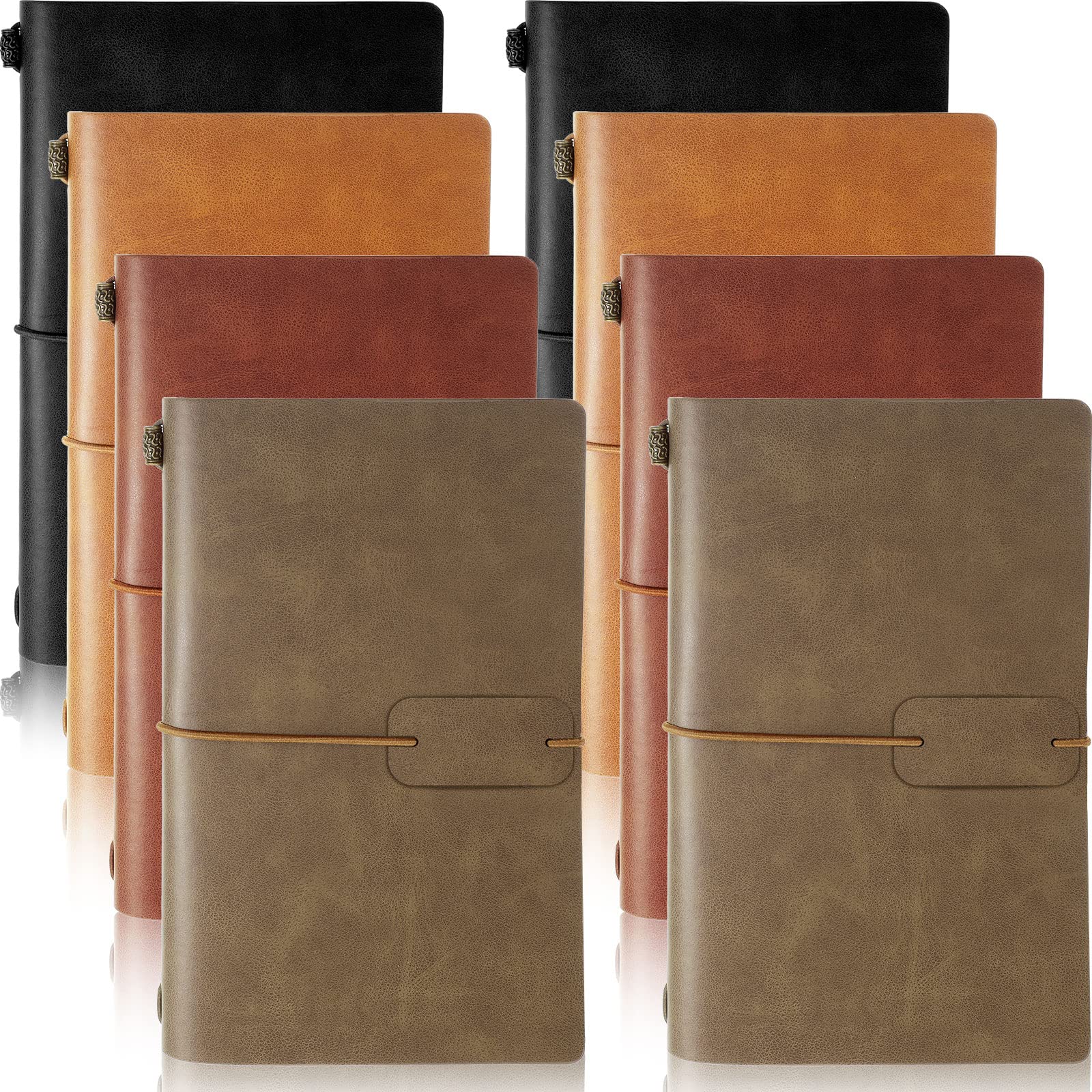 Sabary 8 Pack Vintage Travel Notebooks PU Leather Lined Journals Retro Refillable Travelers Writing Notebook and Card Holders for Men Women, 4.72 x 7.87 Inch, 80 Sheets/ 160 Pages