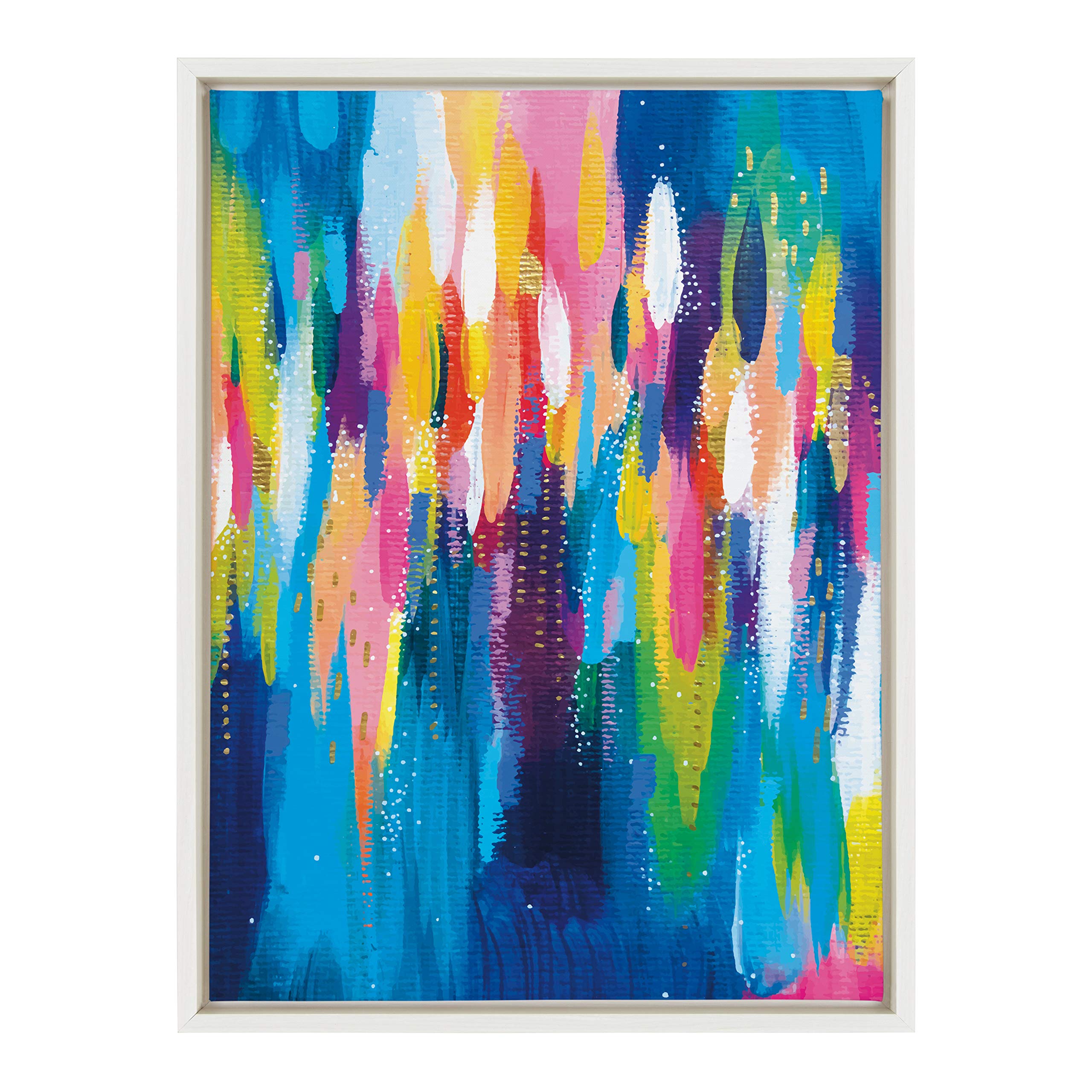 Kate and Laurel Sylvie EV Bright Brush Strokes 033 Framed Canvas by Ettavee, 18x24, White