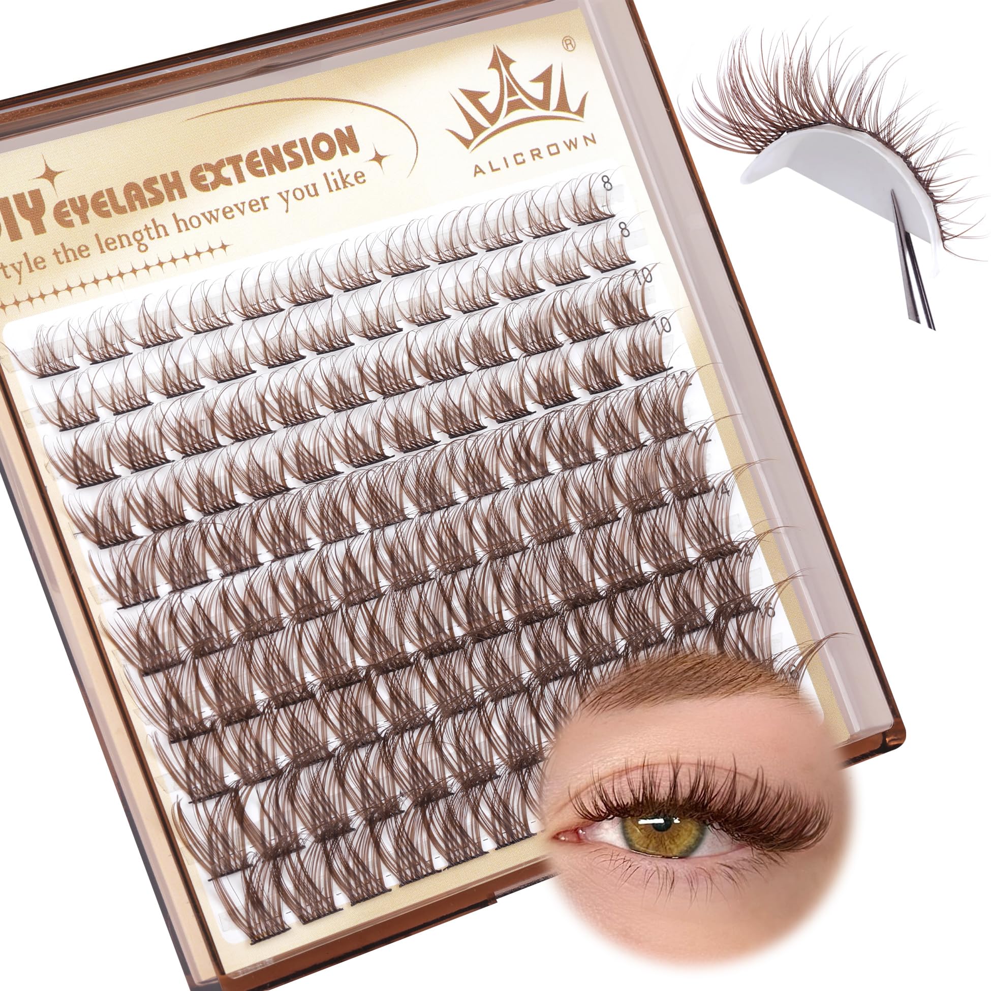 Brown Eyelash Clusters Natural Brown Lash Extensions Wispy Lash Clusters Eyelash Extension 120Pcs DIY Individual Eye Lashes Dark Brown Clusters by ALICROWN