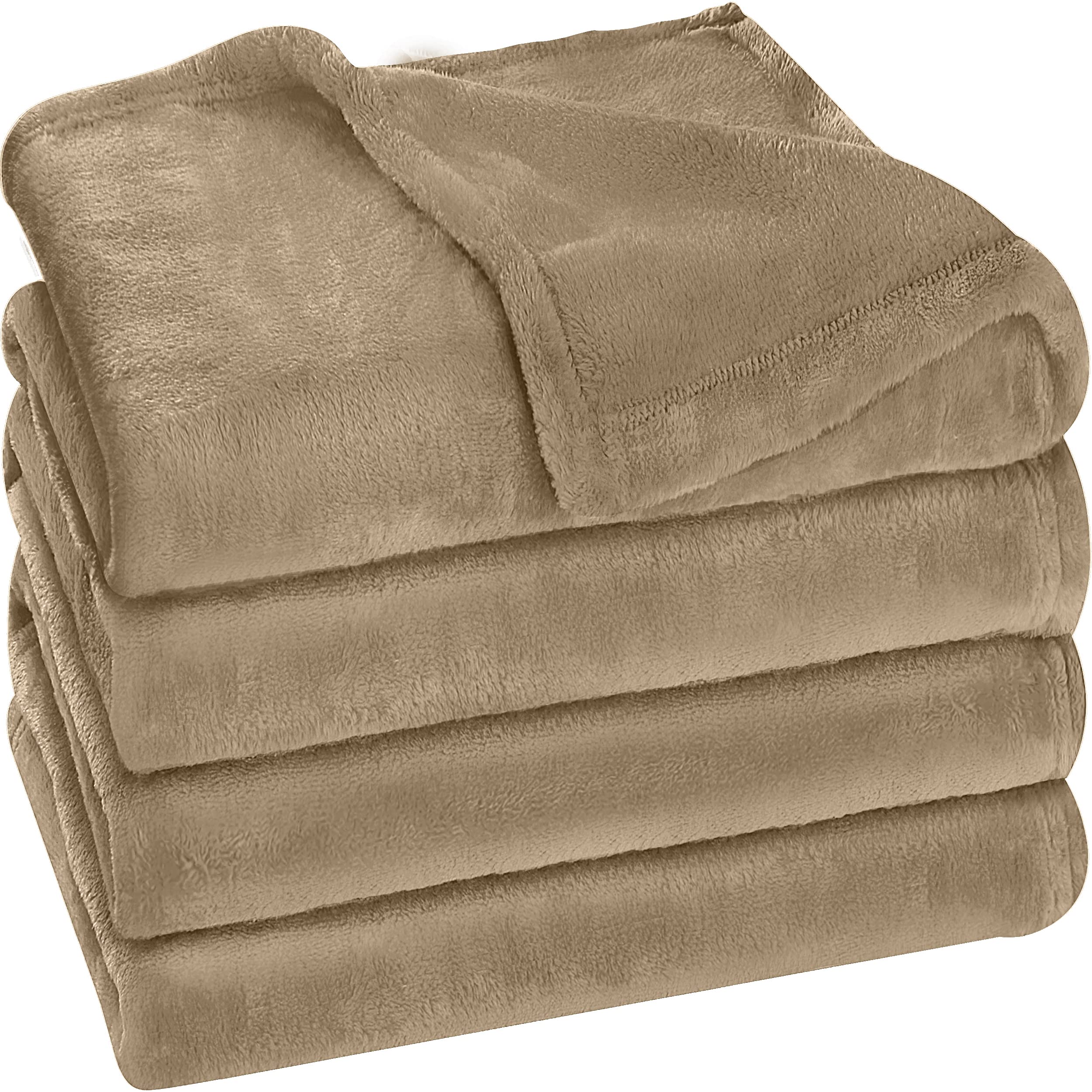 Utopia BeddingFleece Blanket Queen Size Camel 300GSM Luxury Fuzzy Soft Anti-Static Microfiber Bed Blanket (90x90 Inches)