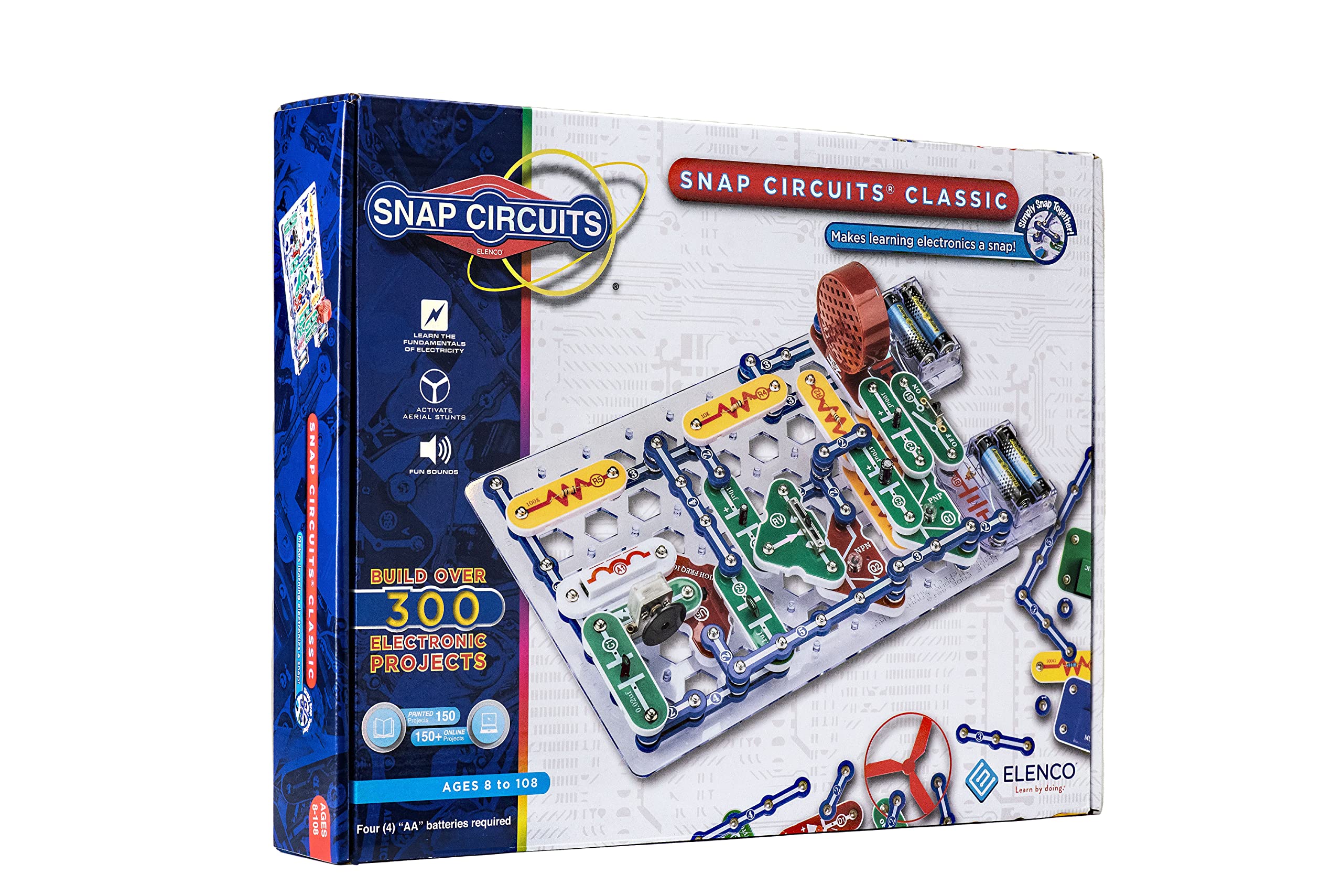 Snap Circuits Classic SC-300 Electronics Exploration Kit | Over 300 Projects | Full Color Project Manual | 60+ Snap Circuits Parts | STEM Educational Toy for Kids 8+