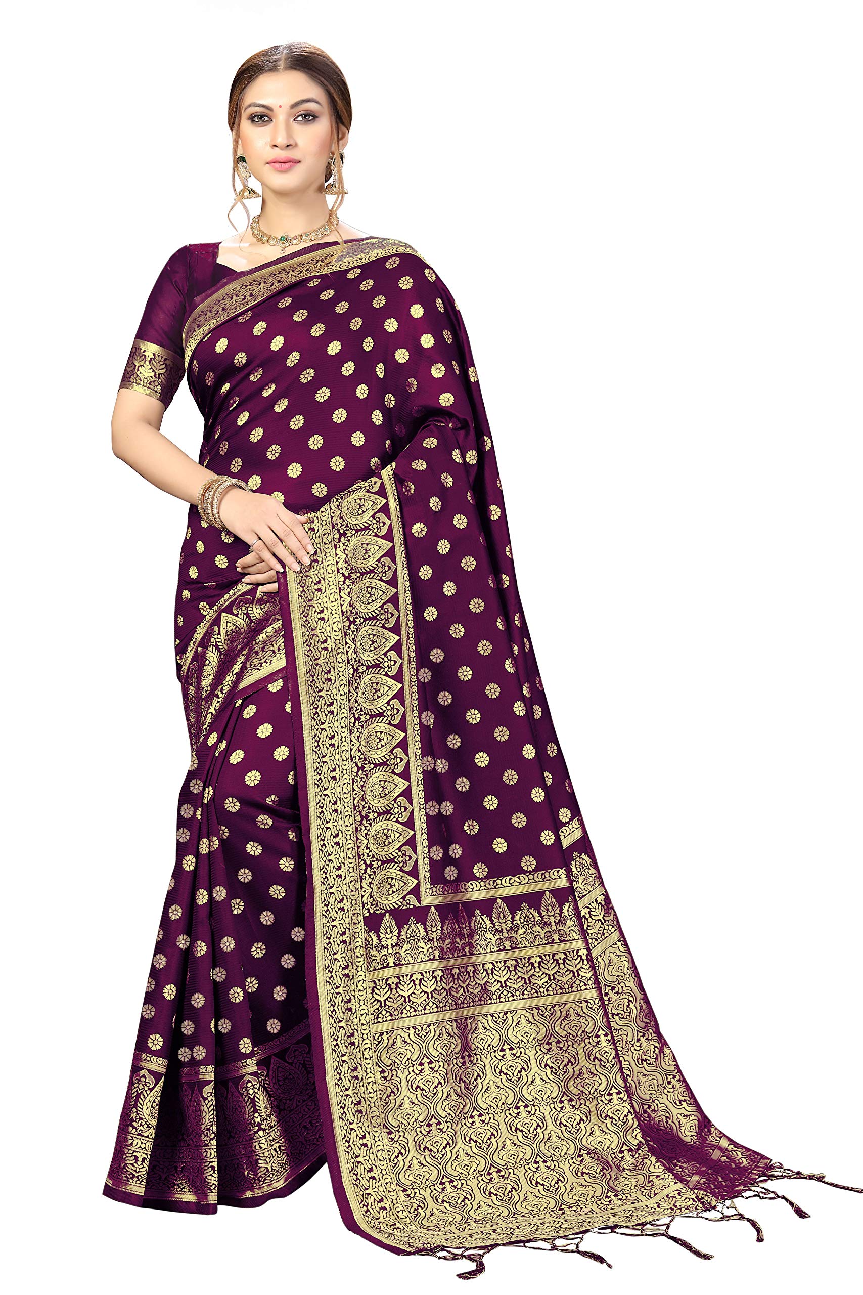 Nivah Fashion Women's Kanjivaram Banarasi Art Silk Saree with Blouse Piece