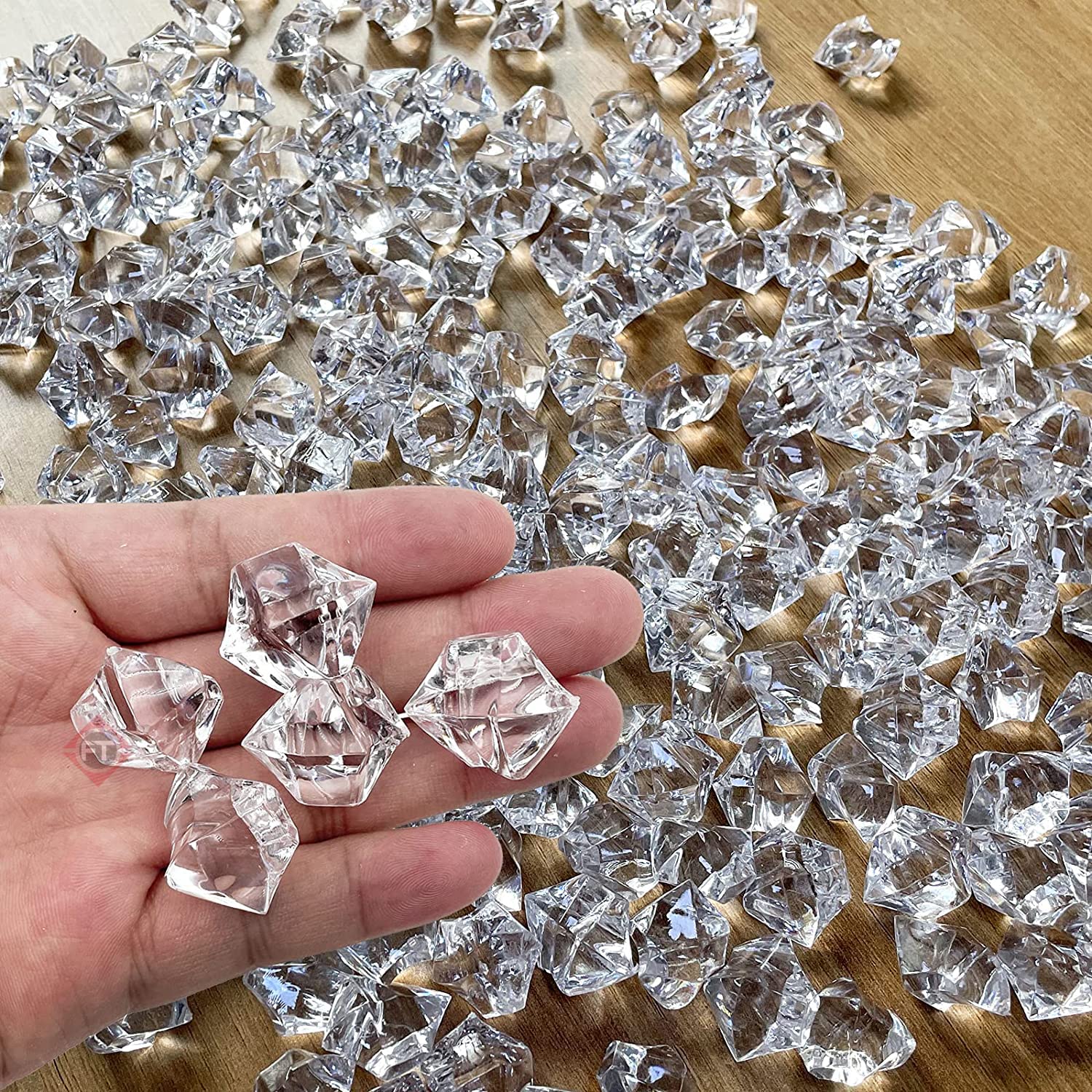 Firstly Traders 100grams Acrylic Crystals Ice Rocks Clear Stones for Vase Fillers, Table Scatter, Party Favor, Wedding Decoration, Arts Crafts