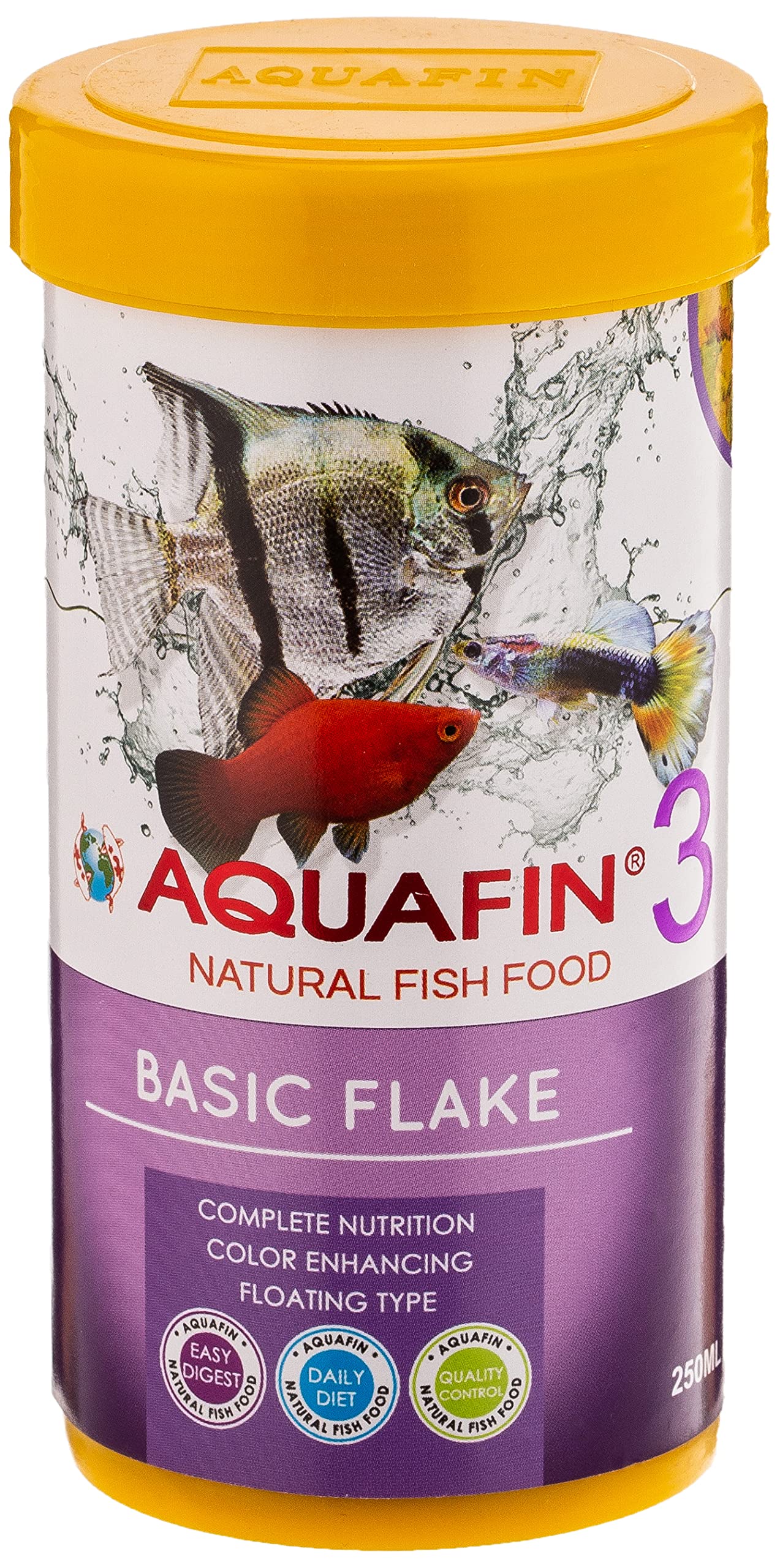 AQUAFIN 3 NATURAL FISH FOOD BASIC FLAKES 250 ML