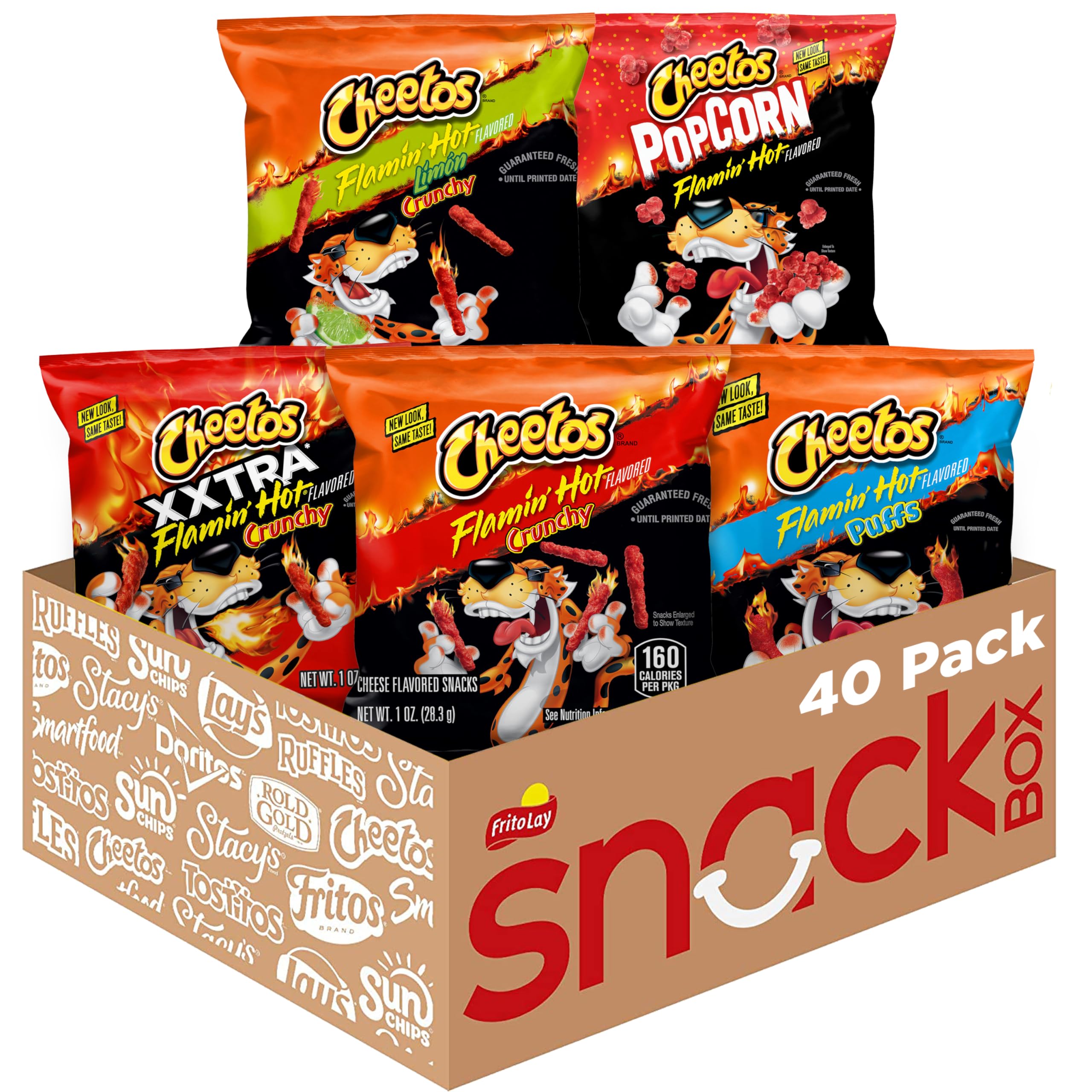 CheetosCheese Flavored Snacks, Flamin' Hot Mix Variety Pack, (Pack of 40)